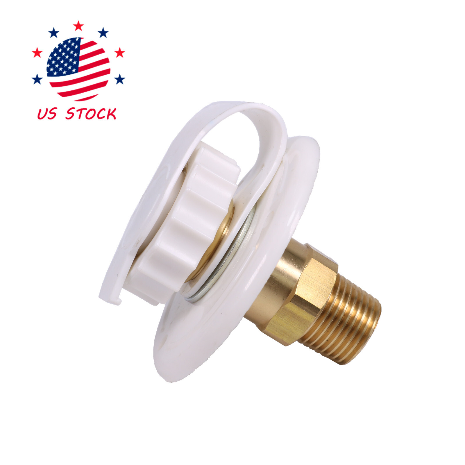 White City Water Fill inlet flange Brass w/ check valve RV Camper MPT 1/2″ Male