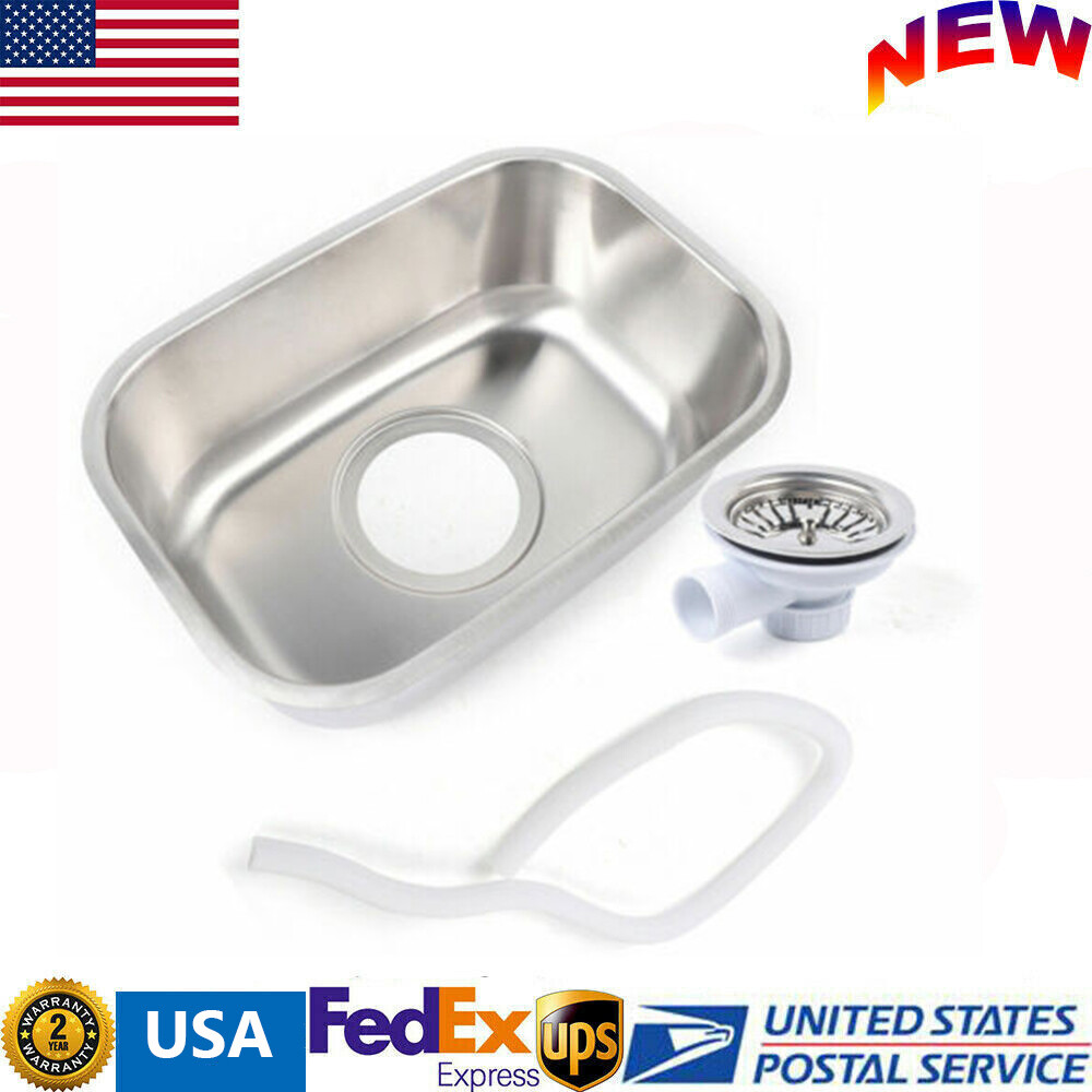 Small Stainless Steel Narrow Rectangle Undermount Sink Compact Bar Sink Kitchen!