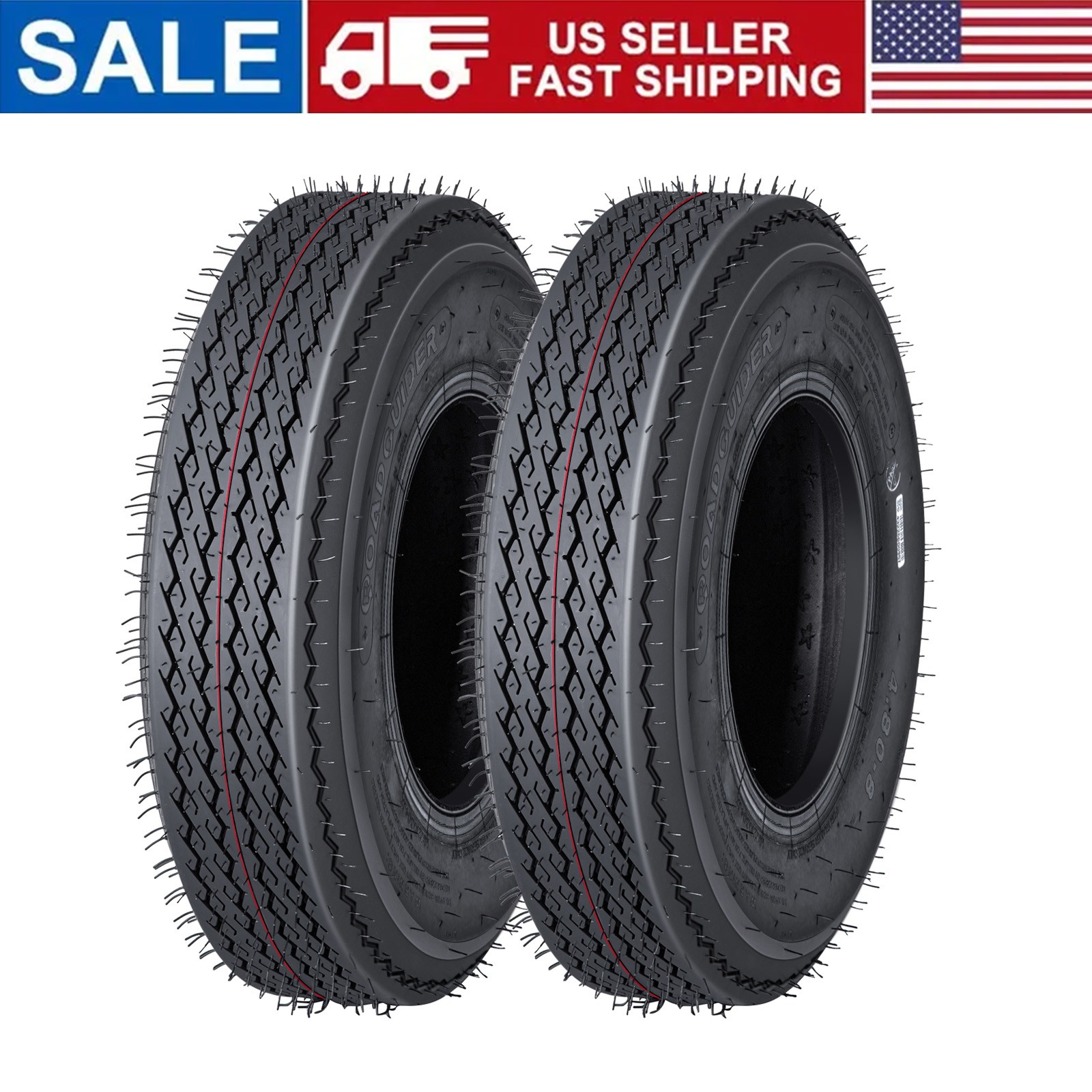 2X Trailer Tire 4.80-8 6PR Heavy Duty True Highway Trailer Tires Load Range C
