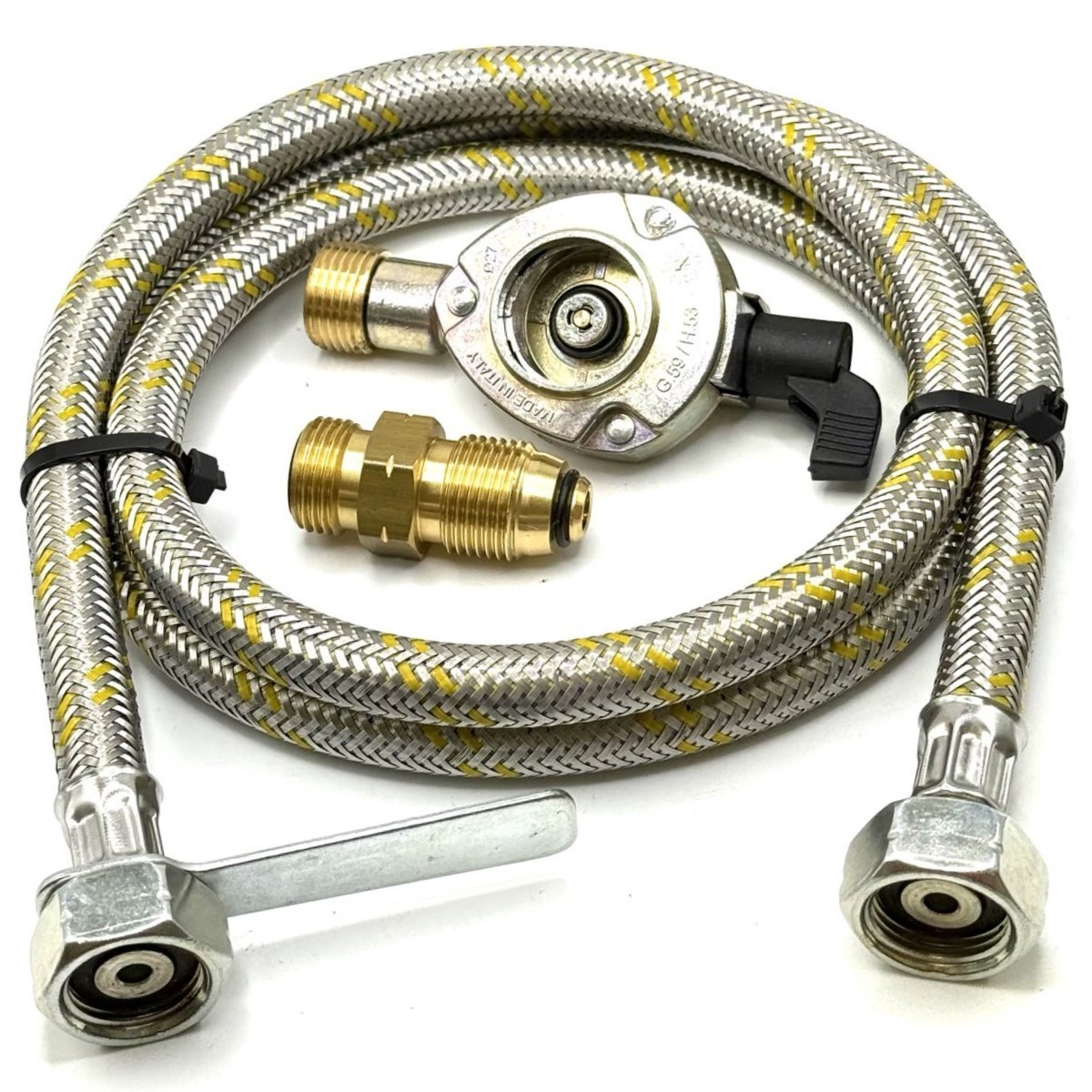 1.5M Hose LPG USA POL Gas Bottle butane or KLF German type, 27mm CLIP ON 21.8 LH