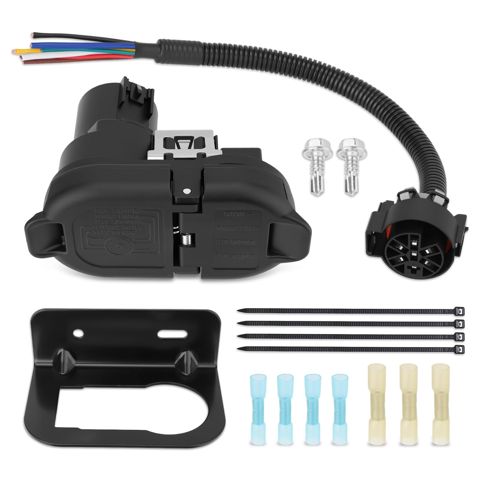 7-Way Trailer Plug 7 Pin Trailer Weatherproof Trailer Wiring Harness Connector