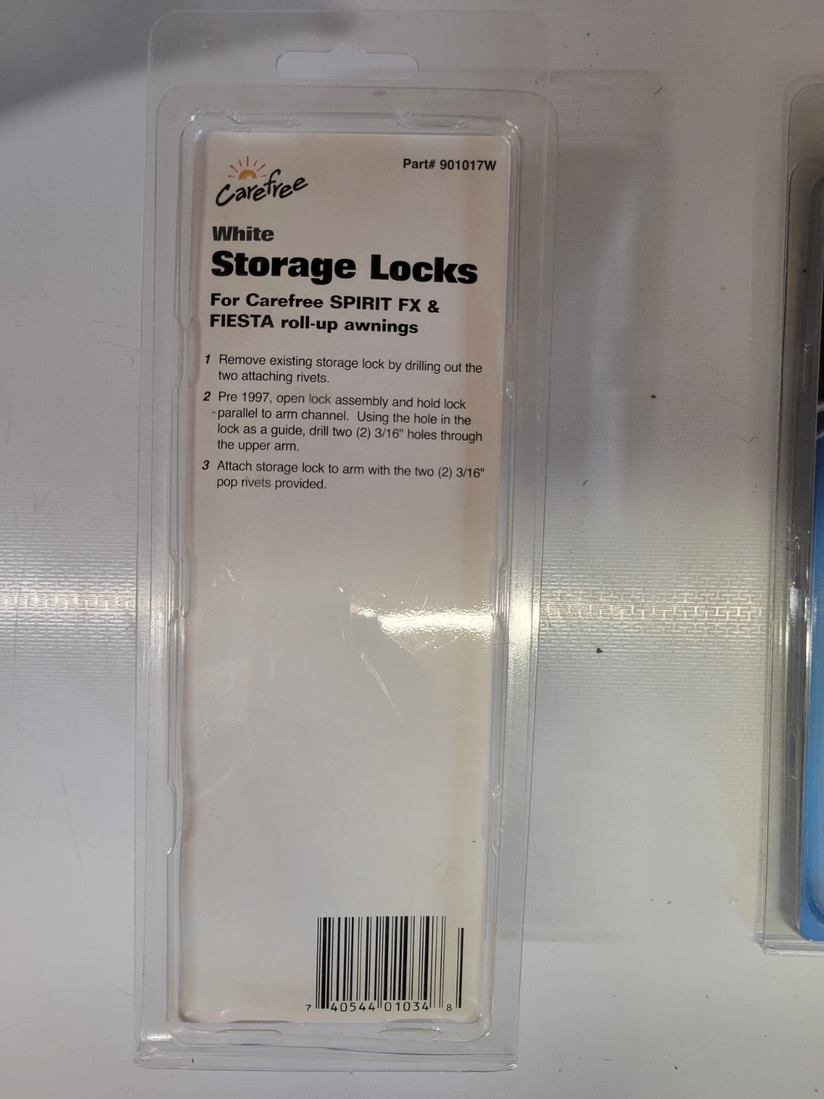 Carefree of Colorado awning parts- Travel Lock for Fiesta or Spirit FX White