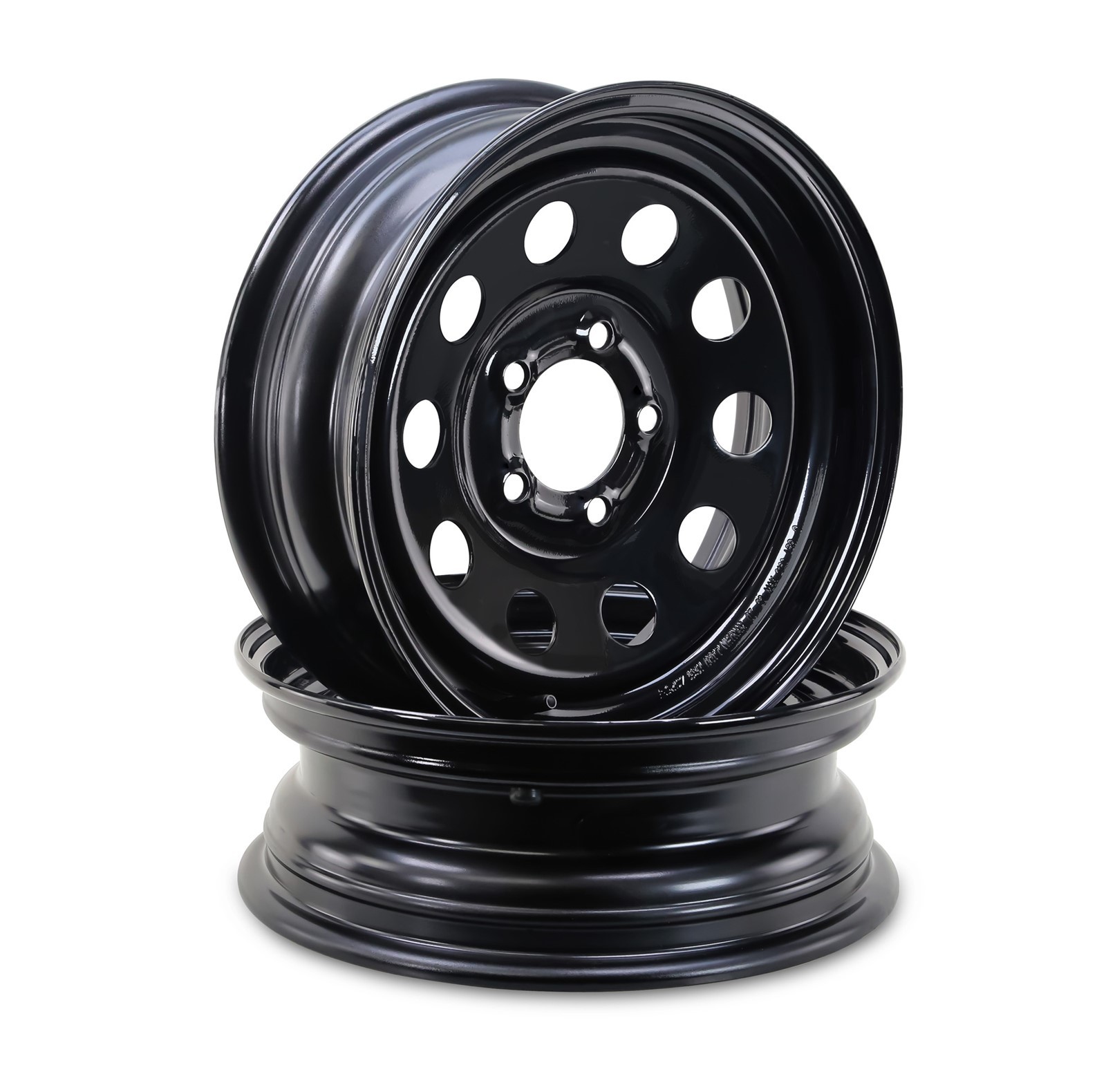 LIBRA 13 x 4.5 Trailer Wheels 5 Lug on 4.5″ Bolt Pattern Black Mod , Set 2-17018