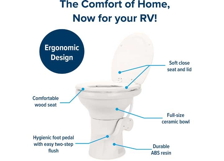 Camco 41715 Gravity Flush RV Toilet Bone Finish