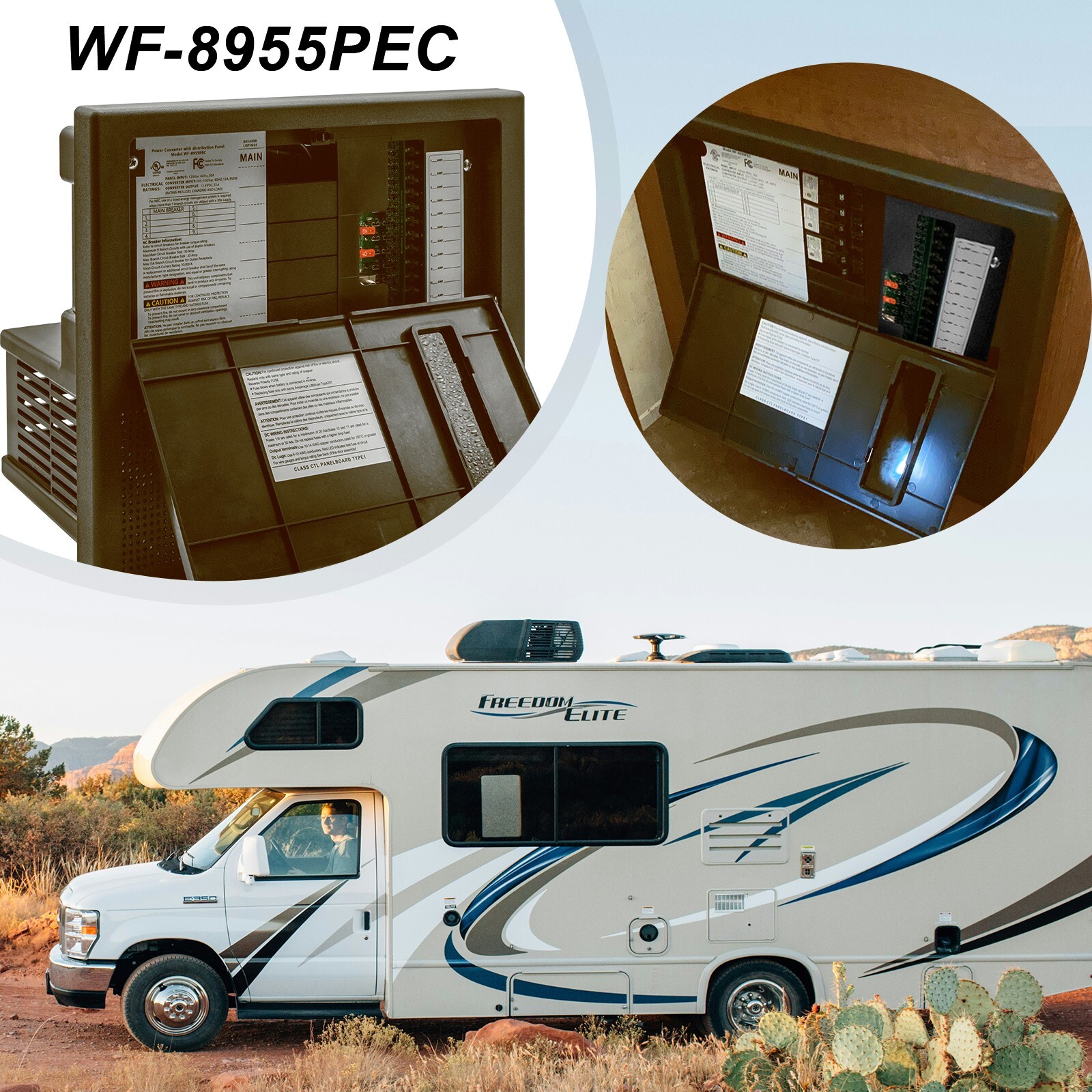 WF-8955PEC Power Converter Charger with Distribution Center for 30 Amp AC Brown