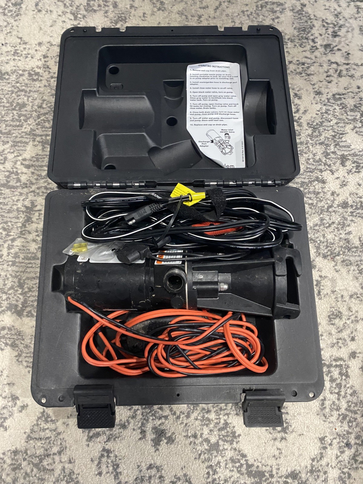 Flojet Portable RV Waste Water Pump 12V DC 18555 000 with Carrying Case