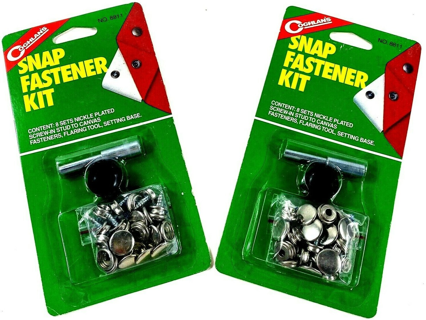 Snap Fastener Kits with 8 Sets in Each-Nickle Plated #8811 2 NEW Packages