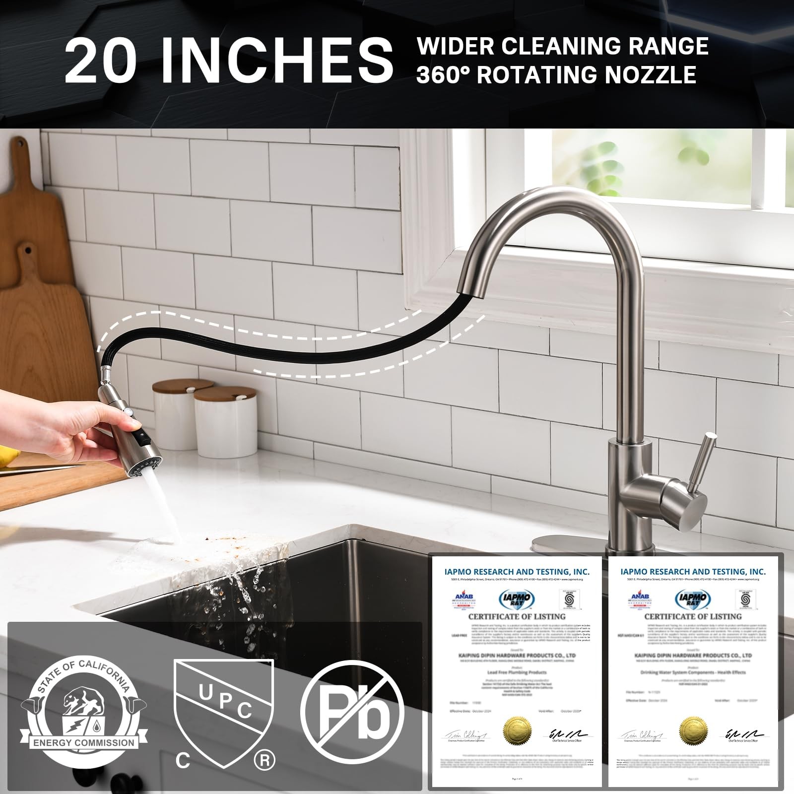 WEWE Single Handle High Arc Brushed Nickel Pull Out 01,