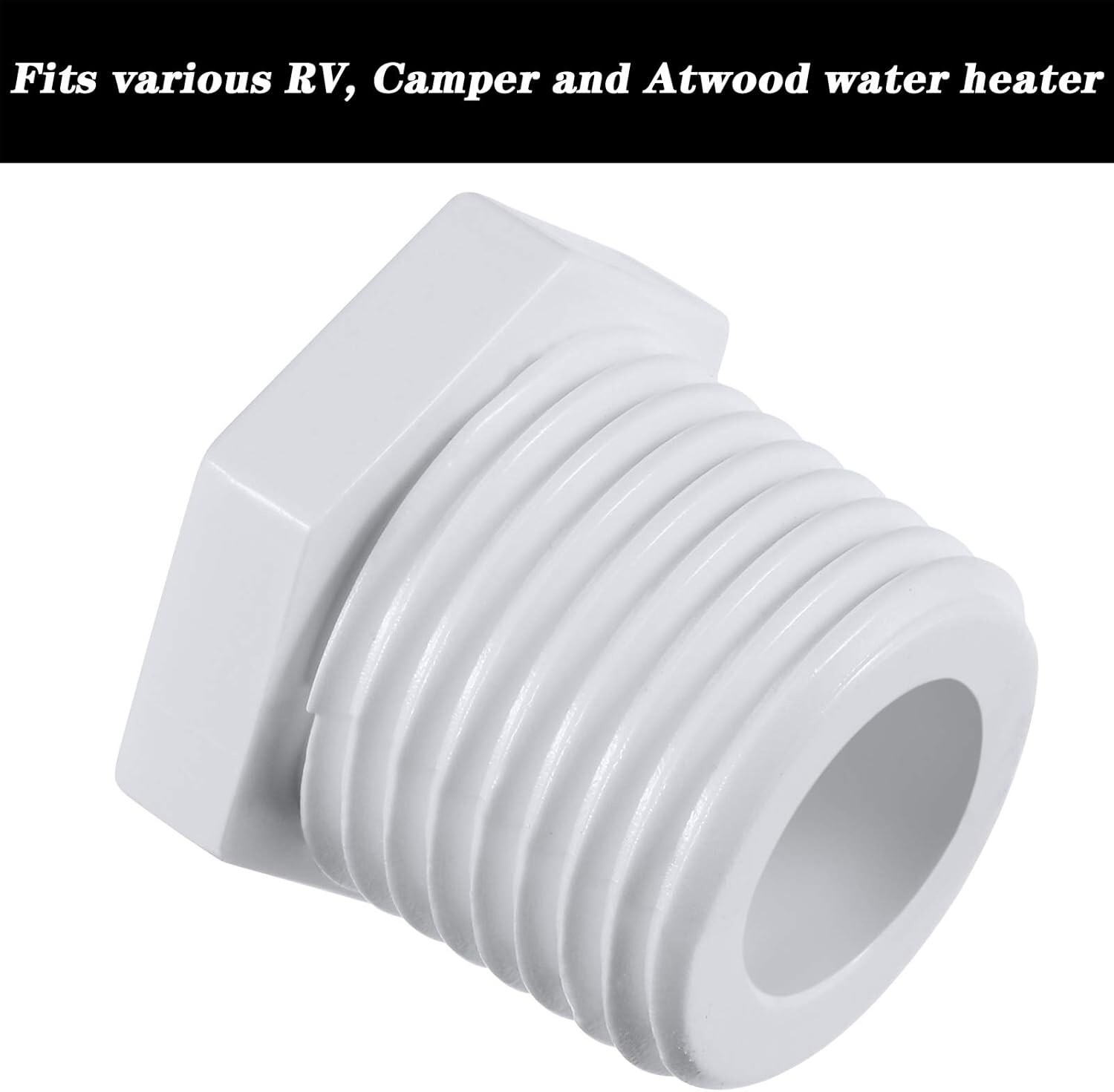 6-Pack RV Drain Plug Set with Leak-Proof Tape, Fits 1/2 Inch NPT Water Heaters