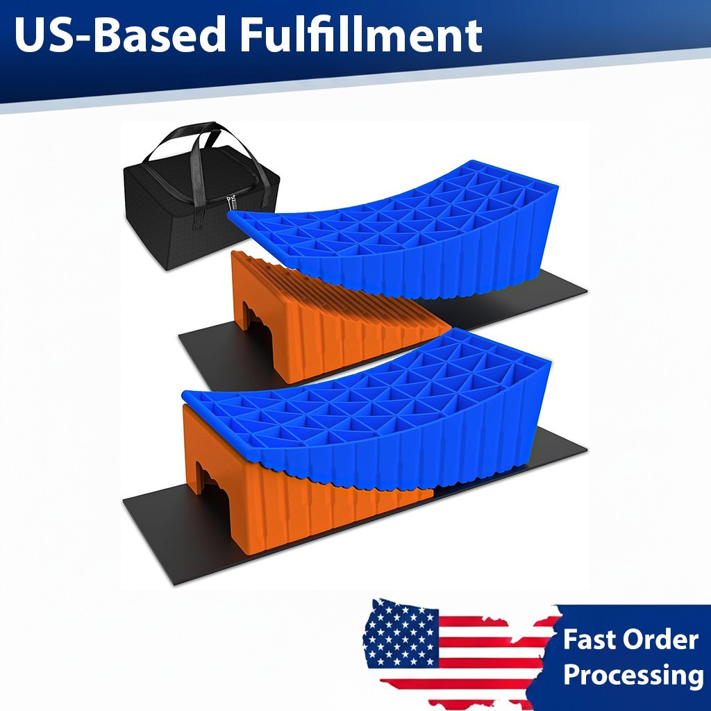 2 Pack Heavy Duty RV Leveling Blocks Curved Leveler 35000lbs Wheel Chocks Kit