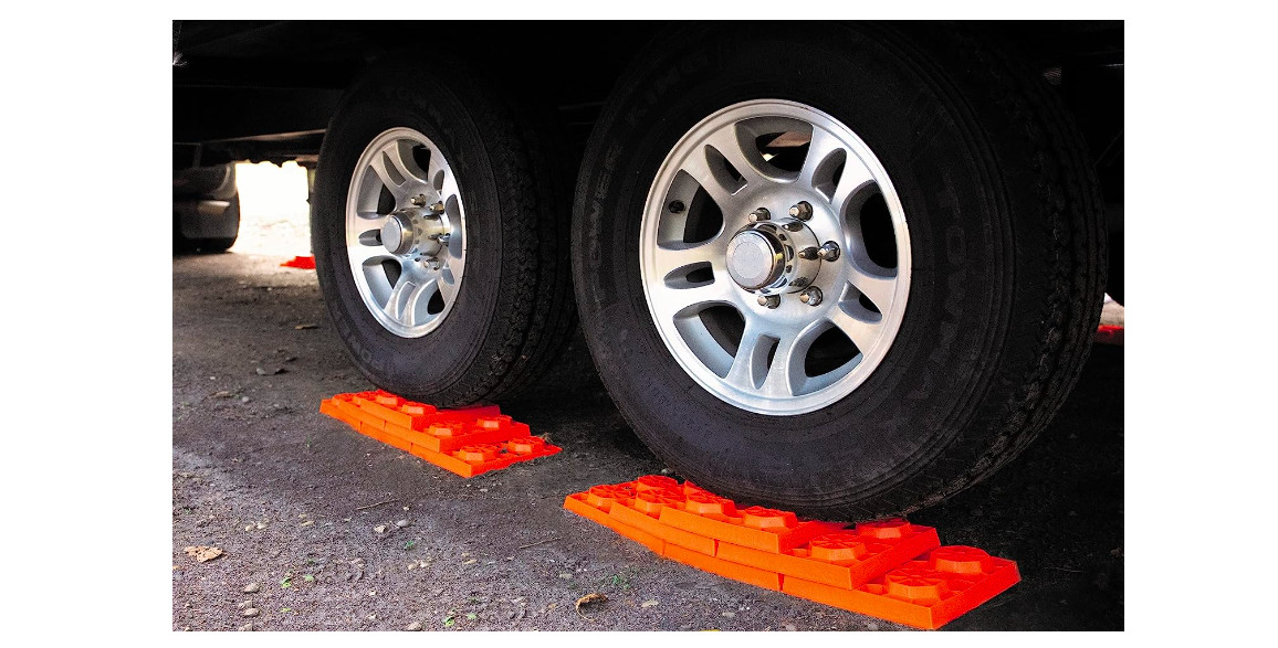 RV Leveling System Trailer Tire Blocks Camper Levelers Travel Storage Case 10 Pc