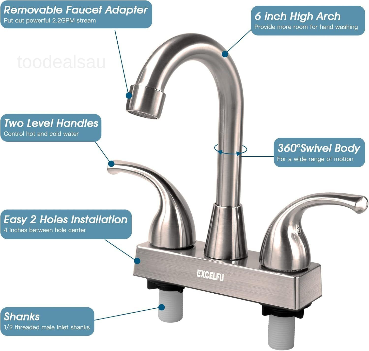 RV Bathroom Faucet, 4 inch Sink Faucet Brushed Satin Nickel