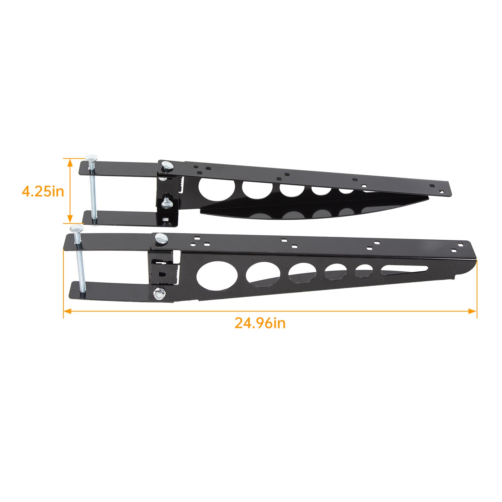 RV 4″ Square Bumper-Mounted Cargo Box Support Arms Bracket Black
