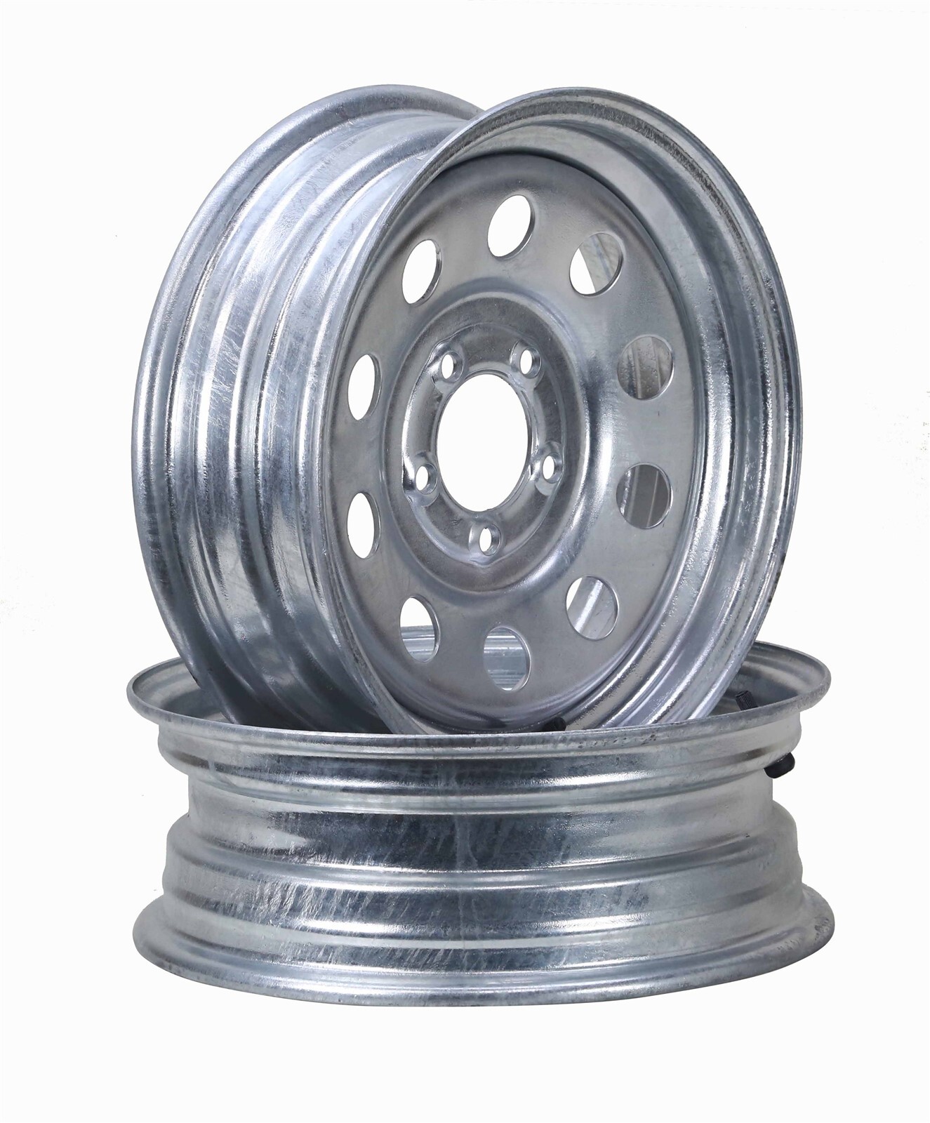 LIBRA 15 x 5 Trailer Wheels 5 Lug on 4.5″ Bolt Pattern Galvanized Mod, Set 2