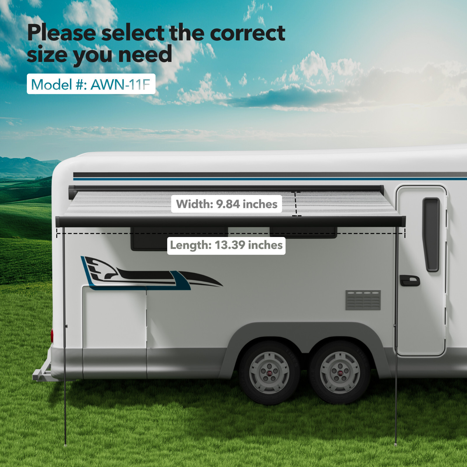 HBN RV Awning Retractable Camper Awning, Black Aluminium, Vehicle Awning For Car