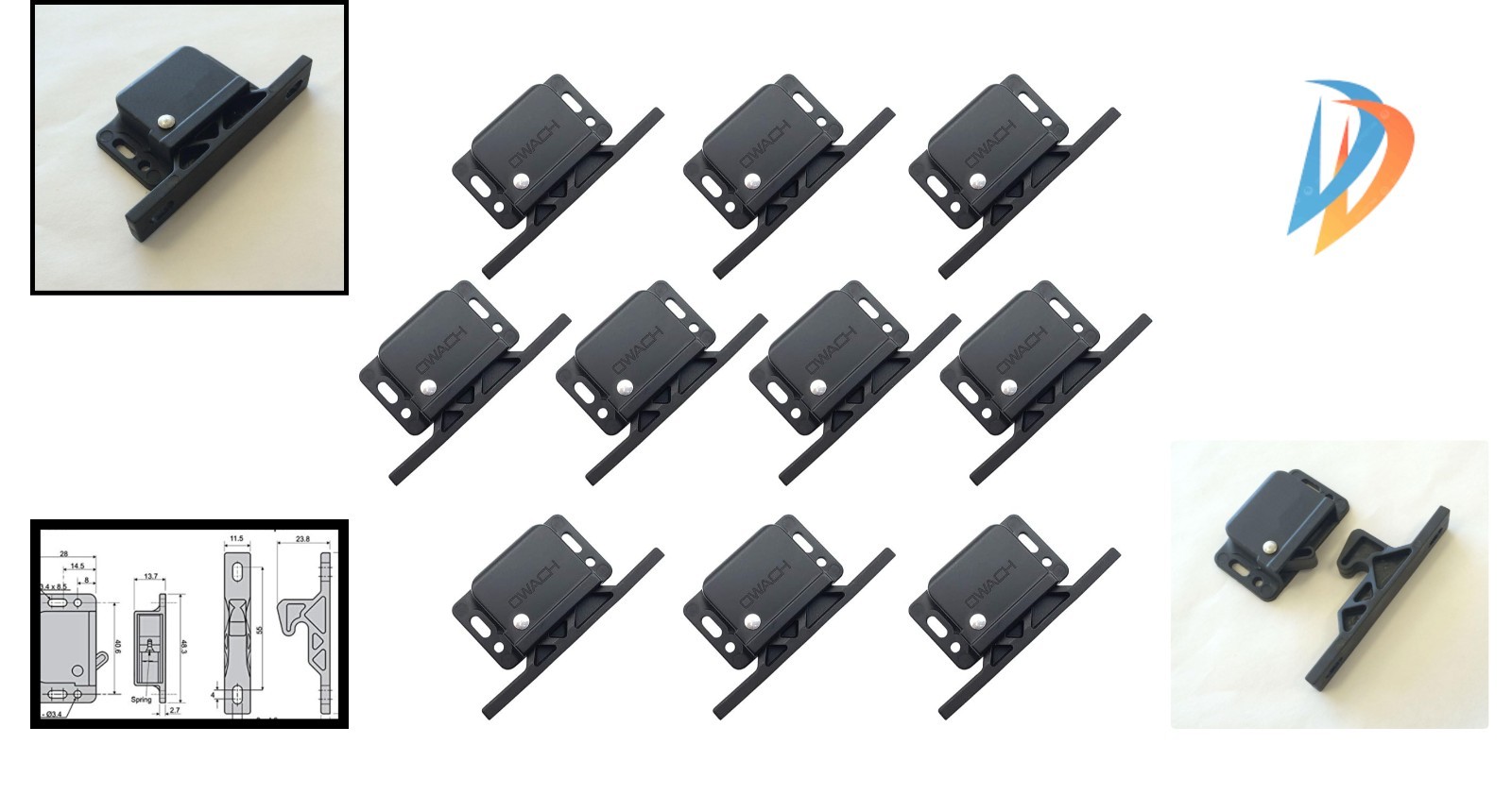Compliant Black Drawer Latch Set – 10 Pack Grabber Catches for RVs & Boats