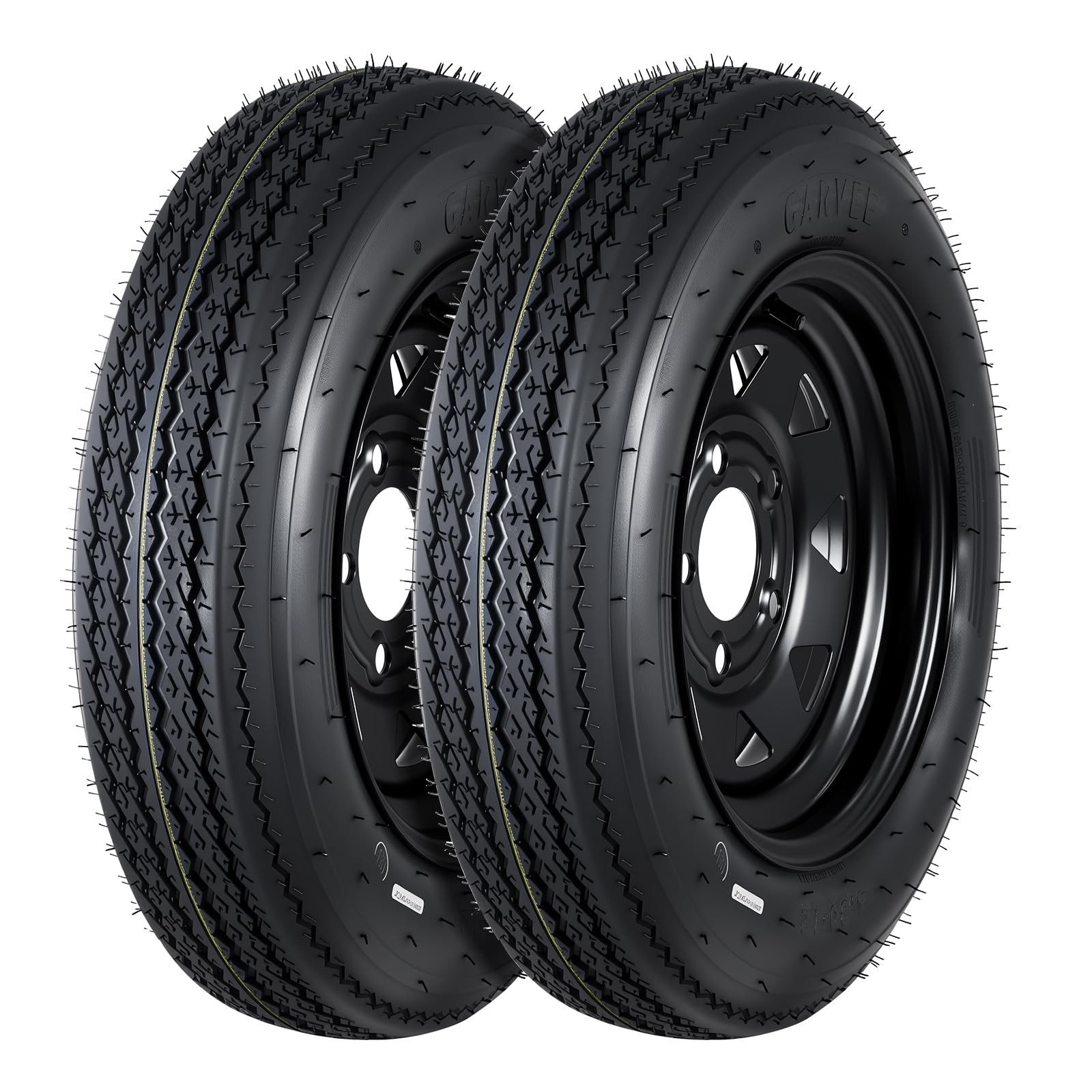 2pcs Trailer Tire on Rims 4.80-12 480×12 4.80×12 6PR Black Wheels ,5 Lug on 4.5″