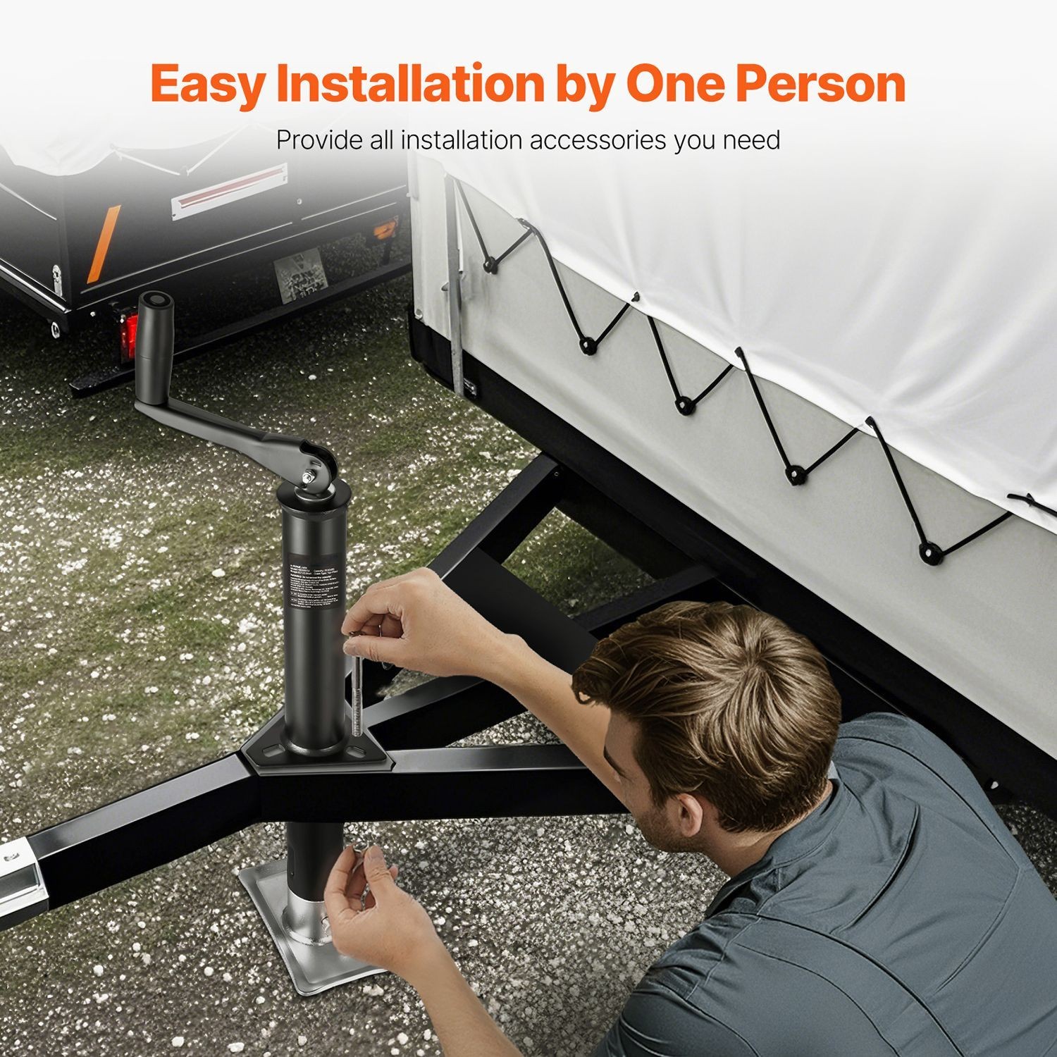 2000lbs A-Frame Trailer Jack Stand 14in Stroke Alloy Steel Bolt-On RV