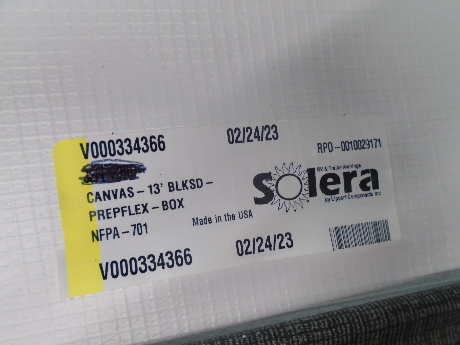 SOLERA / LIPPERT V000334366 13′ X 8′ SAND FADE REPLACEMENT VINYL FABRIC