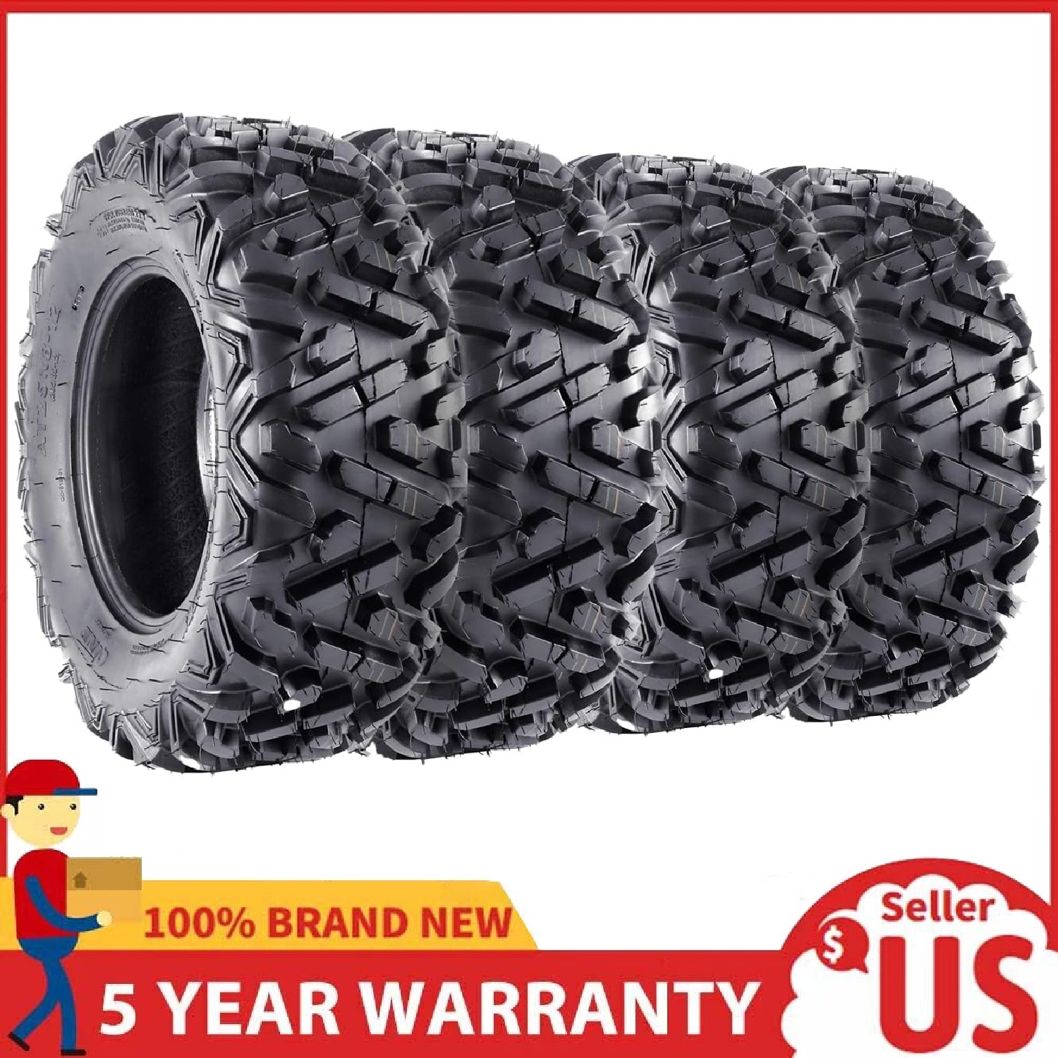 4-Pack ATV/UTV Tires, 25X8-12 & 25X10-12 All Terrain 6PR Off Road Tire ,Tubeless