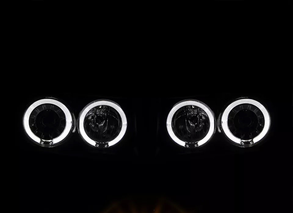 REXHALL VISION 2000 2001 2002 2003 CHROME PROJECTOR HEADLIGHTS HEAD LAMPS LED RV