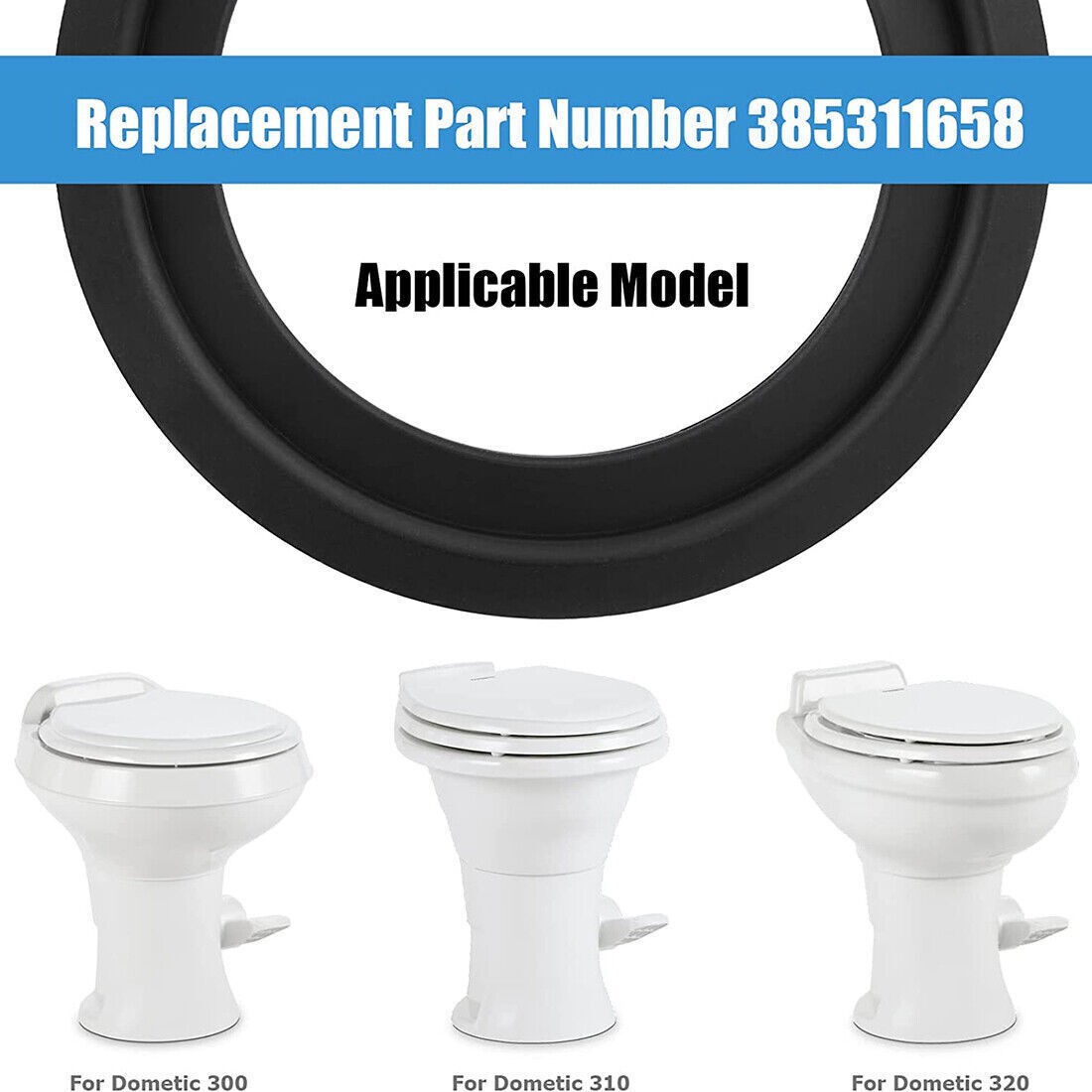 Black 385311658 Toilet Flush Ball Seal Kit for Dometic 300 310 320 Series Toilet