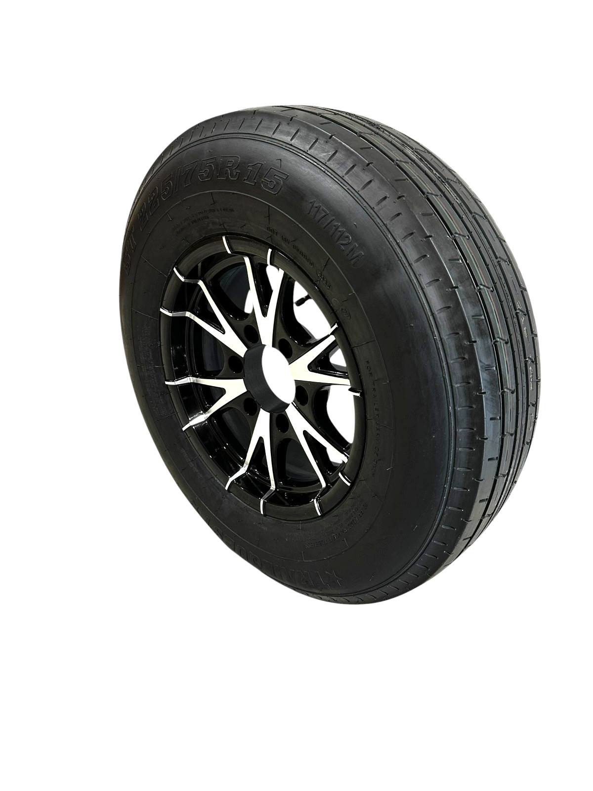 Trailer Tire on Rim ST225/75R15 LRE Radial 6 Lug 6×5.5″ Rhino Aluminum Wheel