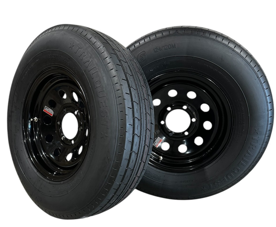 2pc ST235/80R16 Radial Mounted Trailer Tire LRE 6 Lug Modular Black Wheel 6×5.5″