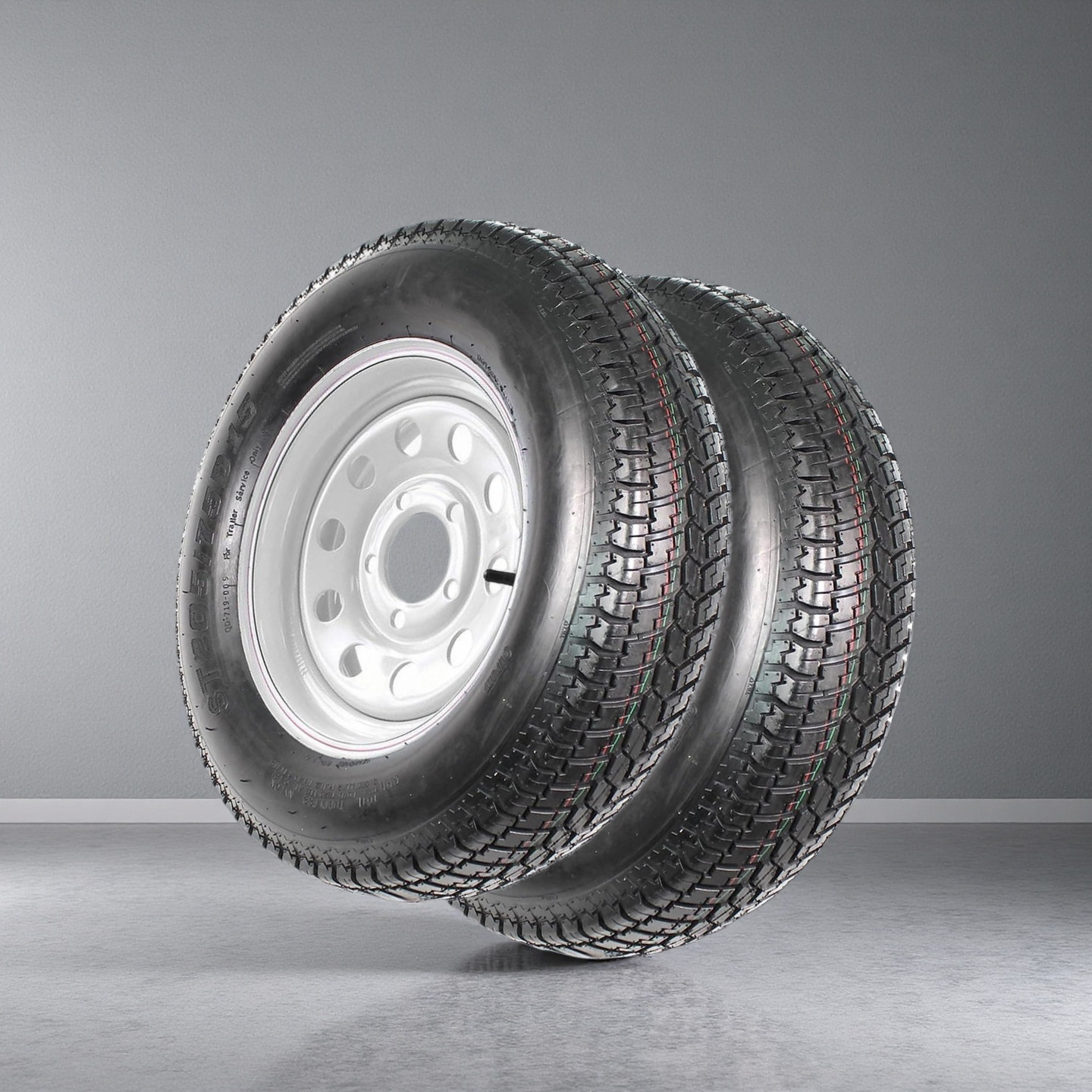 2 Pack ST205/75D15 Trailer Tires on Rims 205/75 15 in. 5 Lug Silver Spoke Wheel