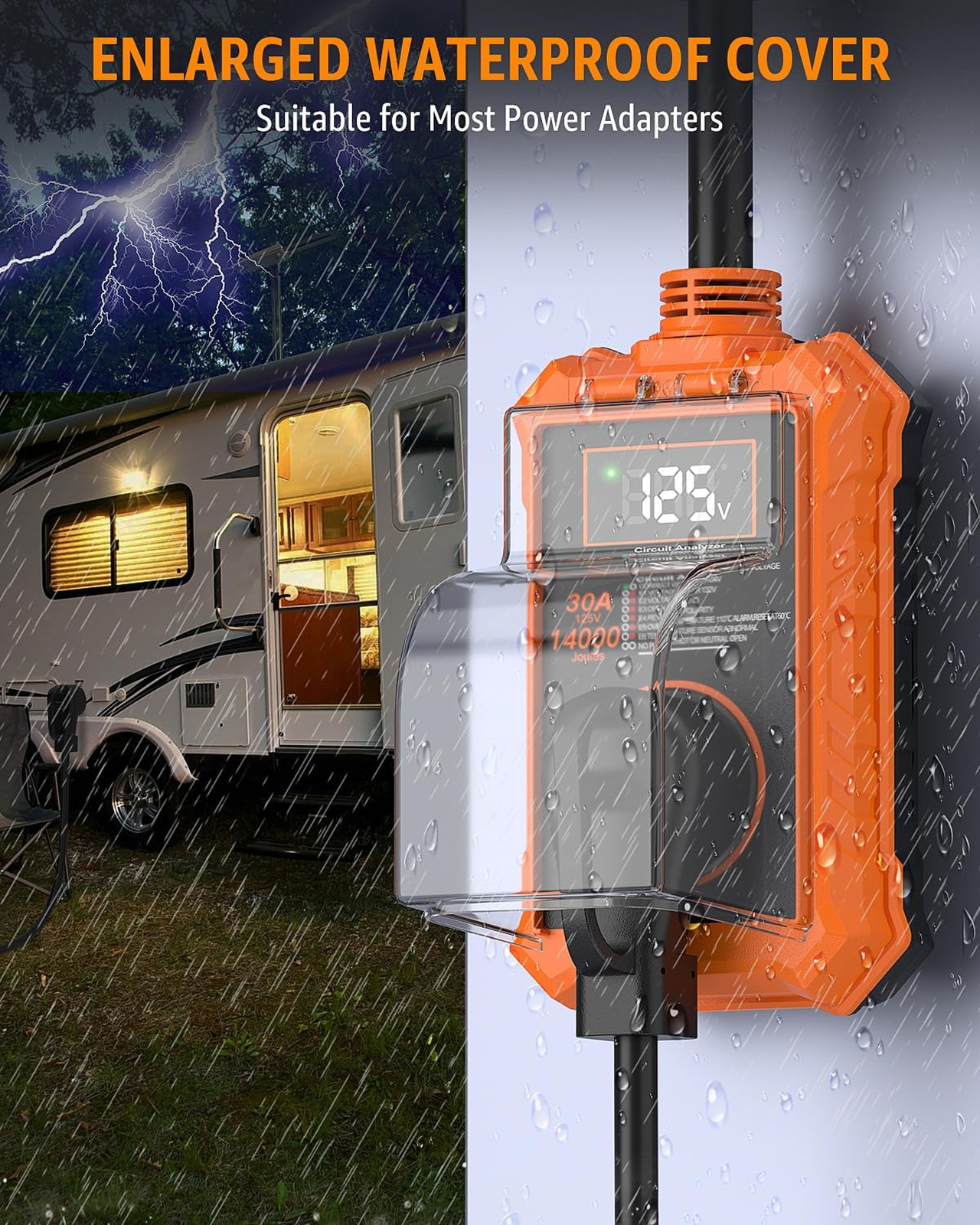 30 Amp RV Surge Protector with Smart LED Display Circuit Analyzer Waterproof