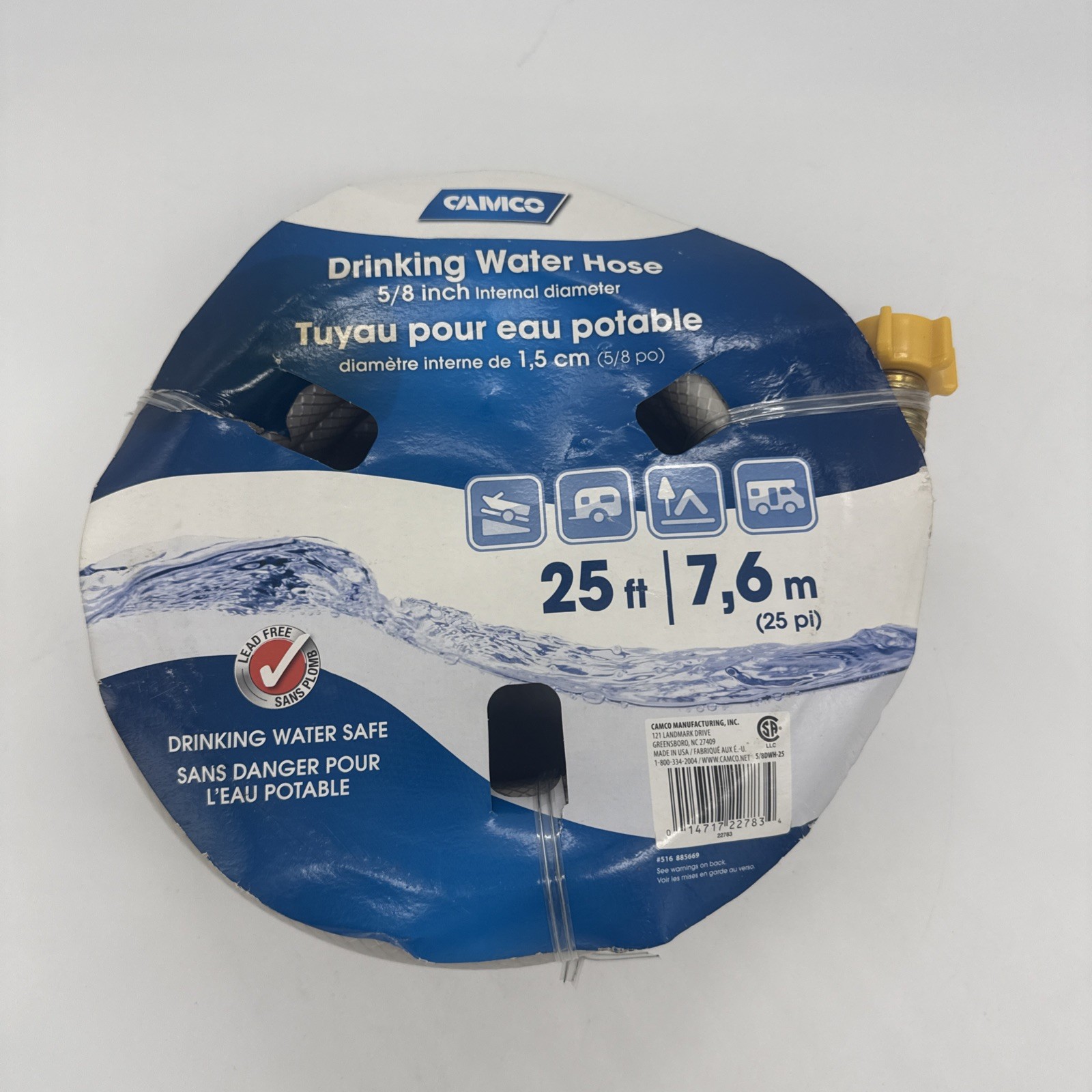 Camco Drinking Water Hose Heavy Duty RV Safe 5/8″ Inner Diameter, 25′ Long