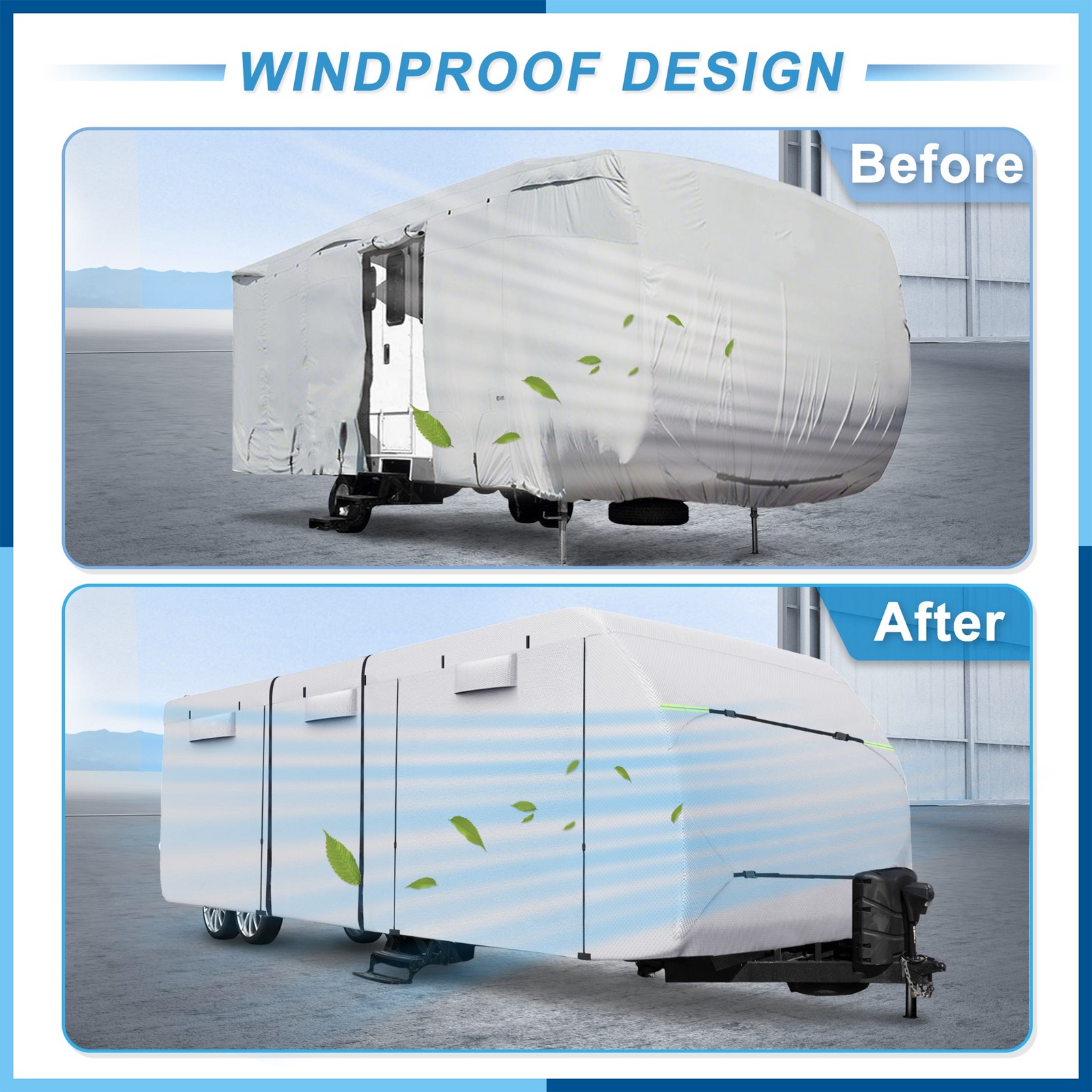 Waterproof RV Travel Trailer Cover Fits 20′ – 22′ All Season Protect