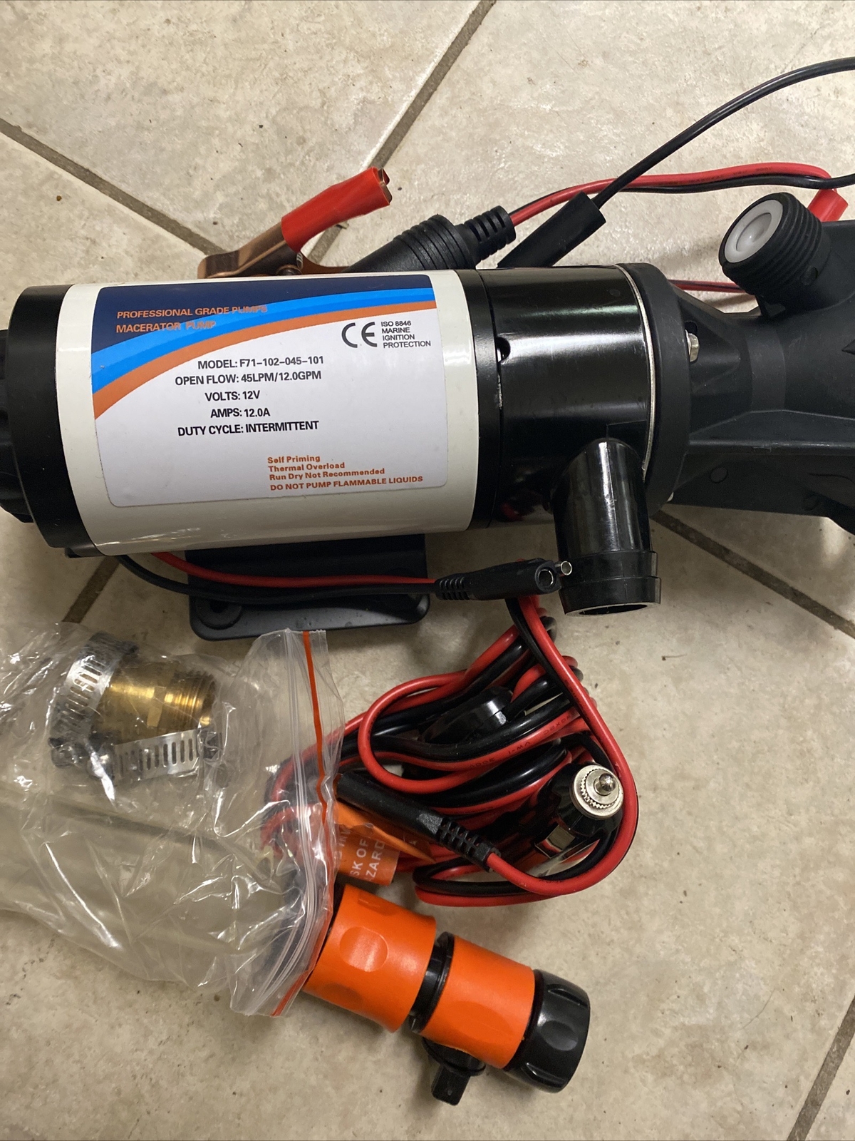 12V RV Portable Macerator Pump, RV Macerator Pump, RV Waste Pump, RV Sewage3.2ft