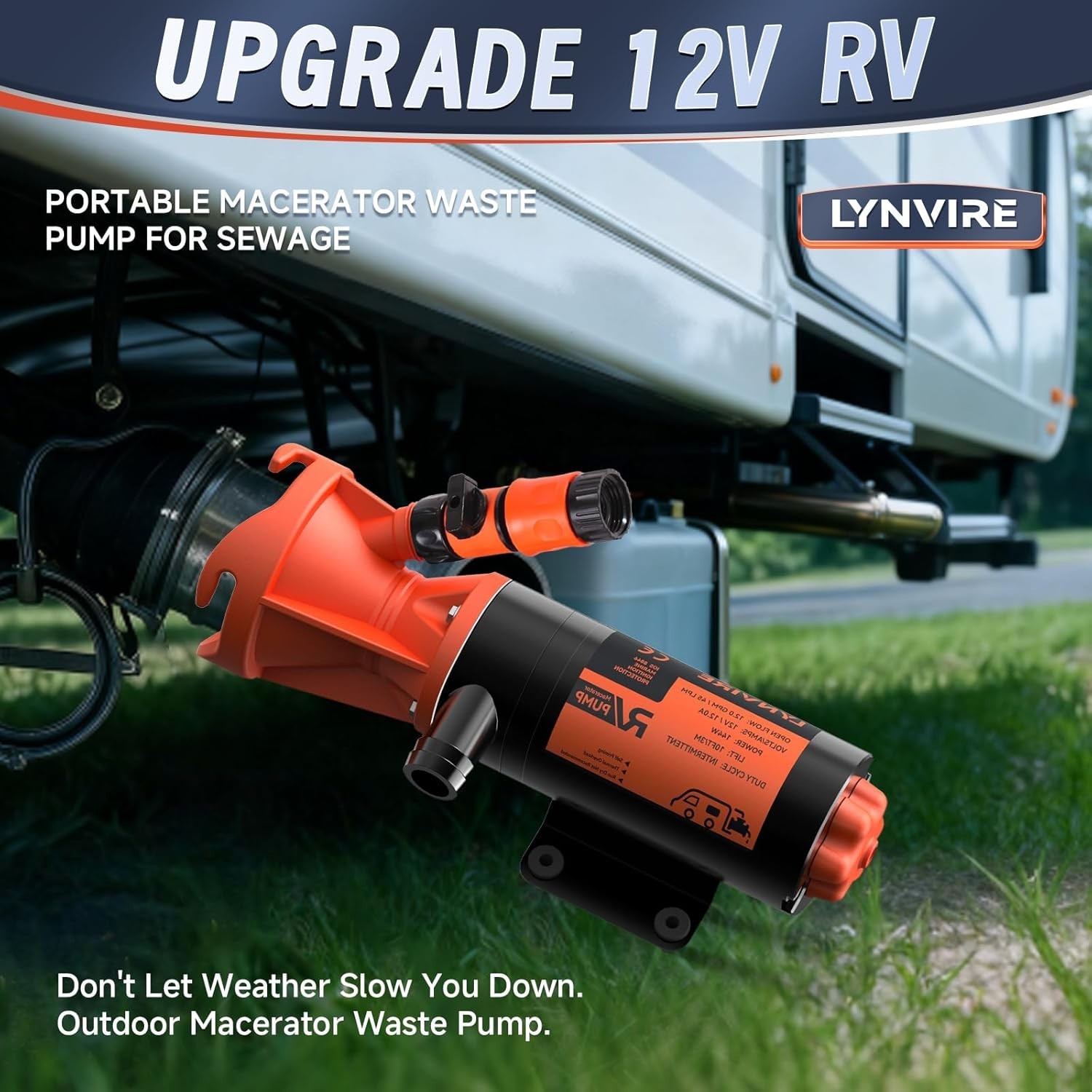 Durable 12V RV Macerator Pump – Quick Release, 3- for Peace of Mind