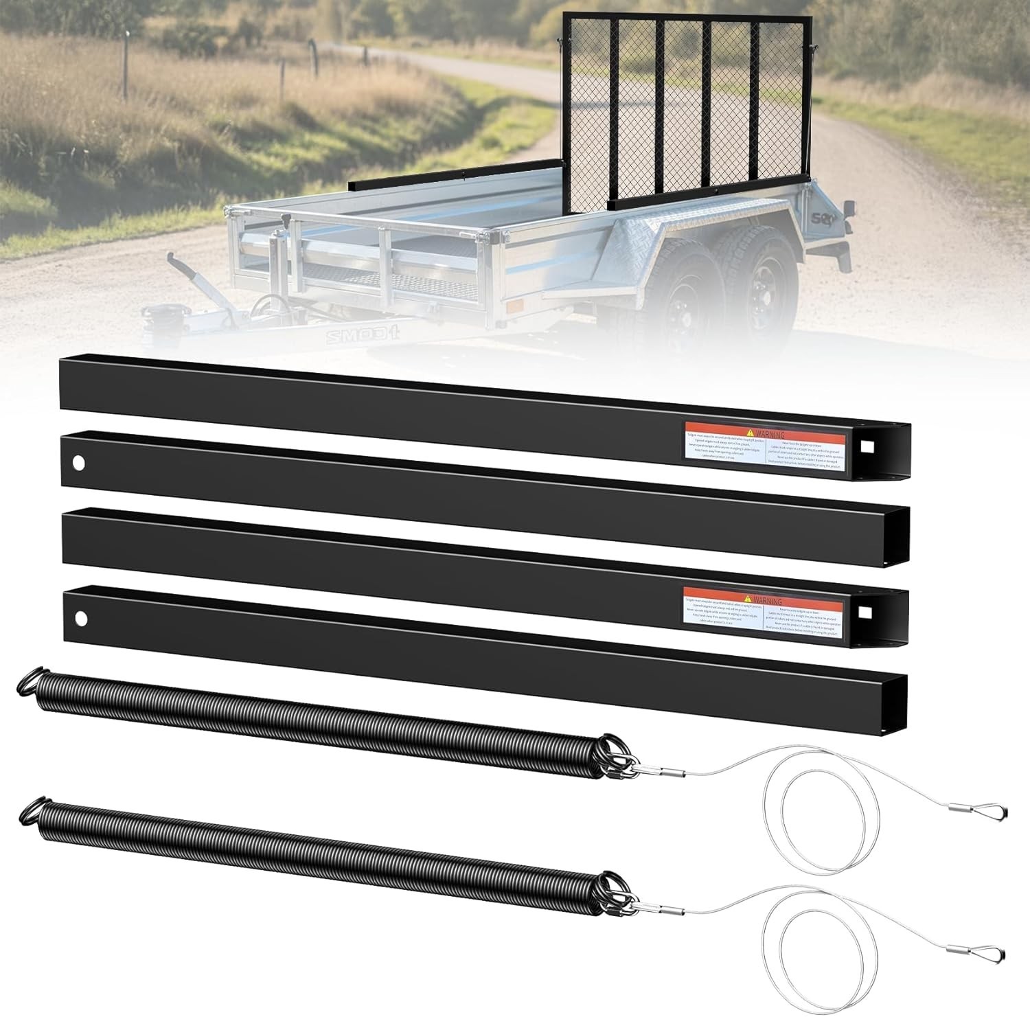 Heavy Duty Trailer Tailgate Ramp Lift Assist, 2 Sides, 300lb Steel