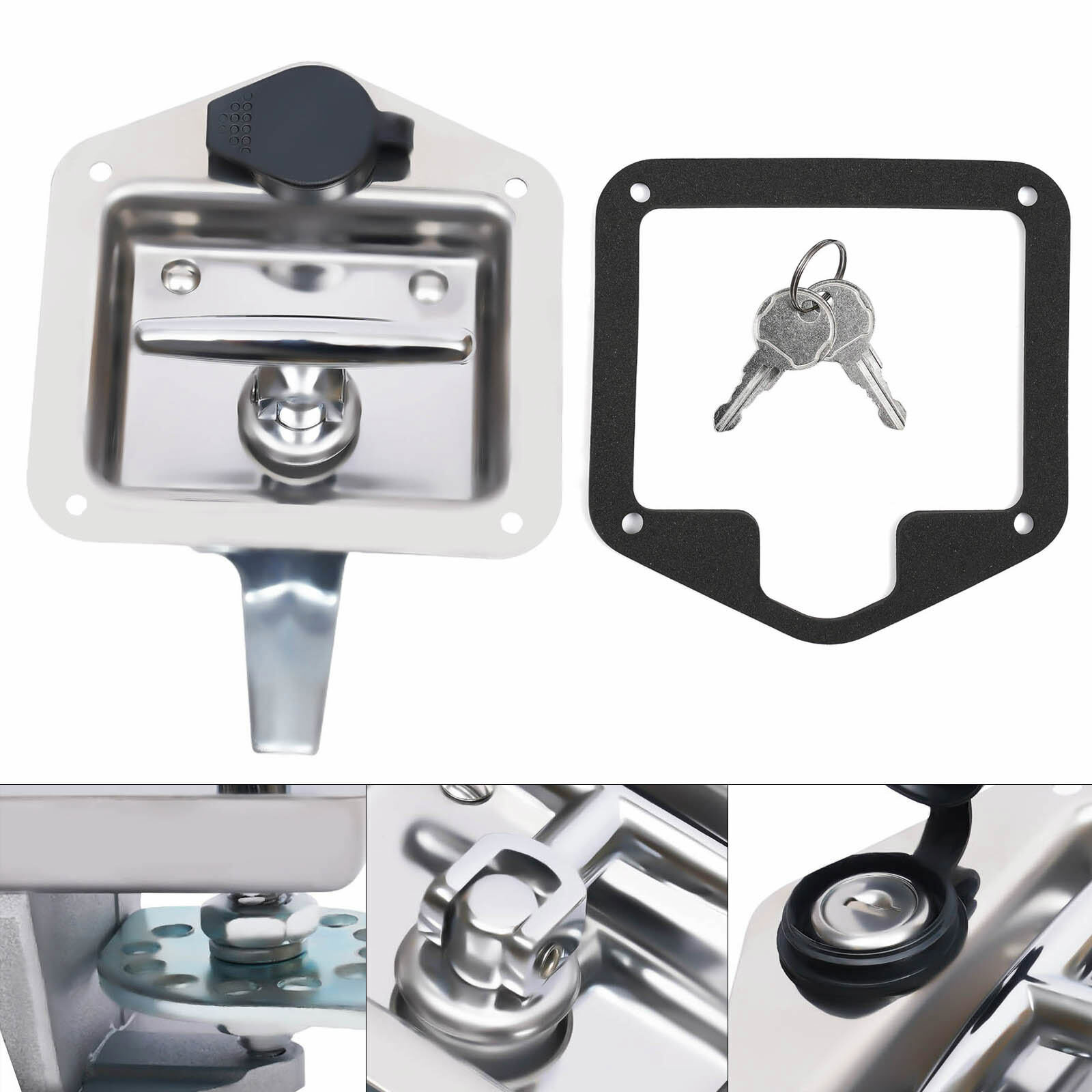 6PCS Stainless Steel Key Camper Truck Tool Box Trailer Door Latch T Handle Lock