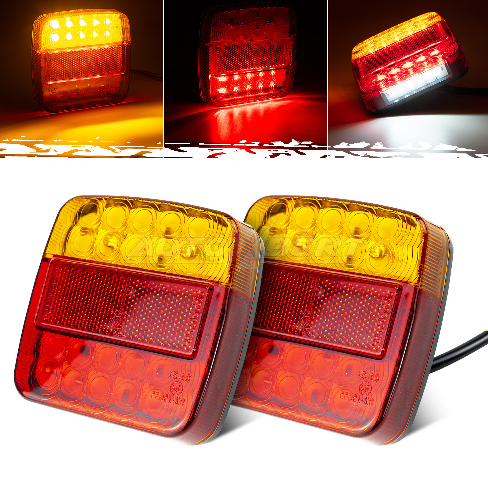 2x Rear Led Submersible Trailer Tail Lights Kit Boat Marker Truck Waterproof