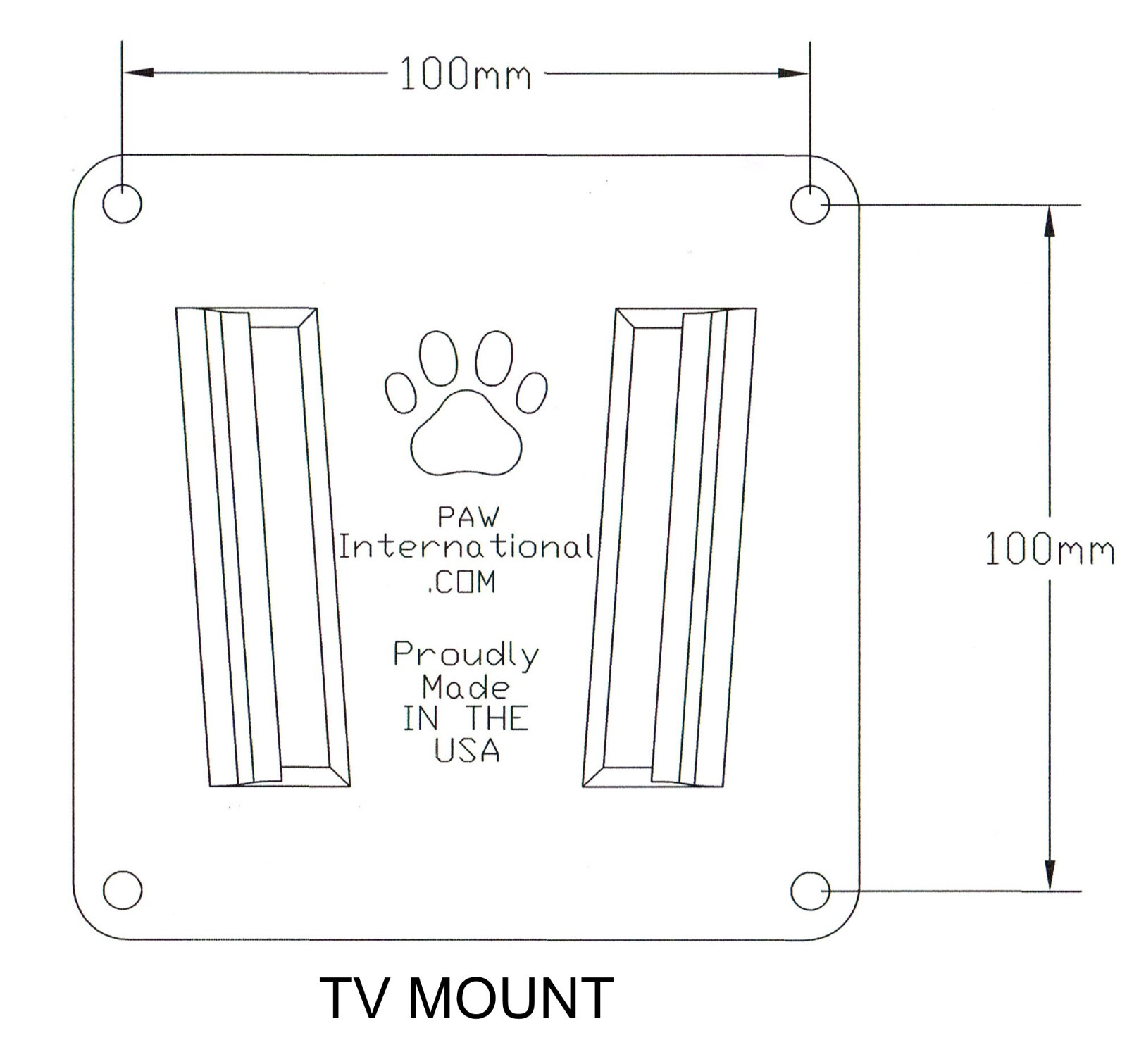 2 Piece Polymer TV Bracket Set for Campers and RVs by PAW International (Black)