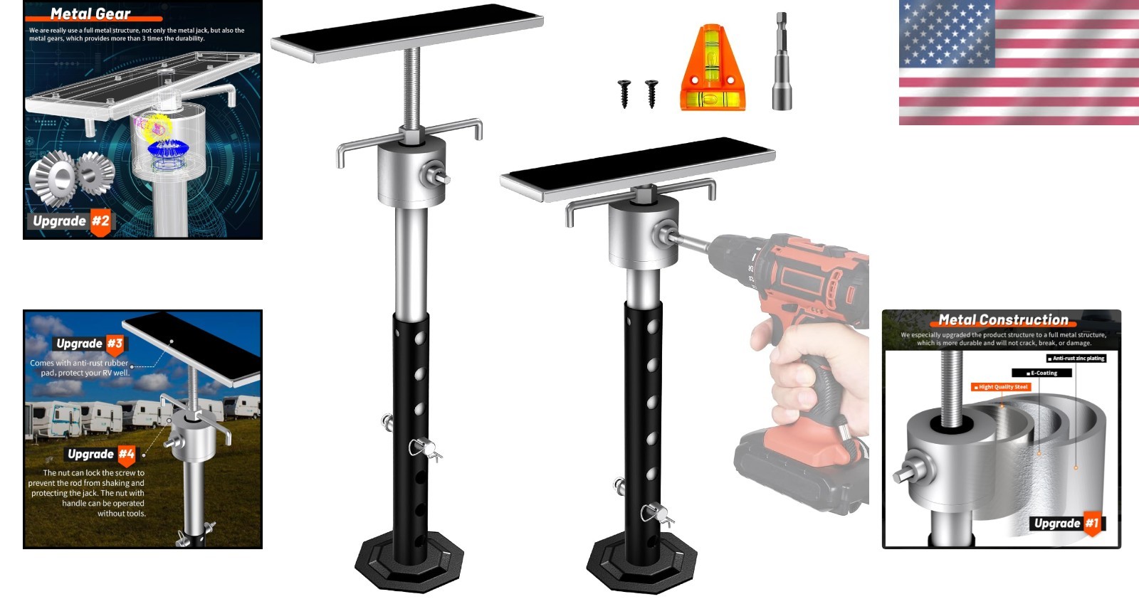 Heavy-Duty Adjustable Slide Out Support Jacks for RVs – 16″ to 36″ Height Range