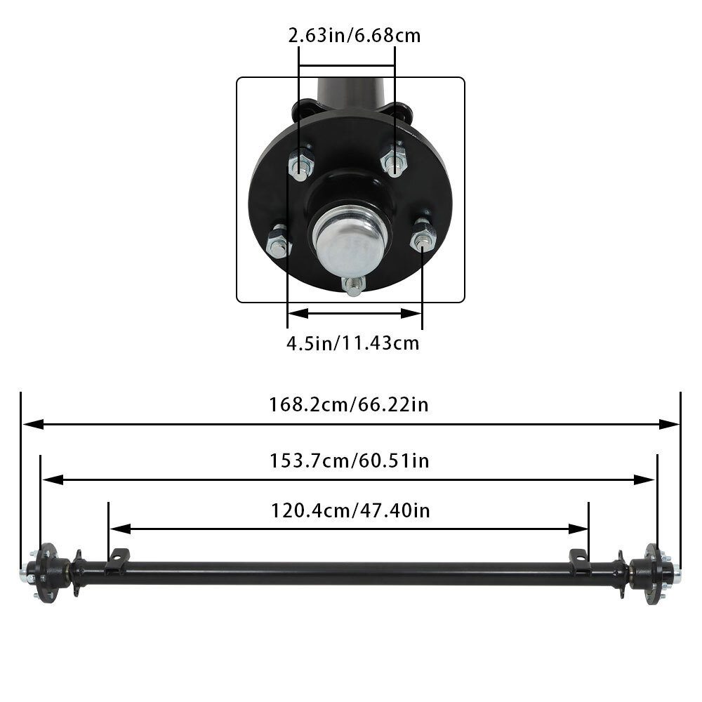 3.5K Trailer Axle 5lug Trailer, Cargo, Dump Utility Axle 3500lbs Various sizes