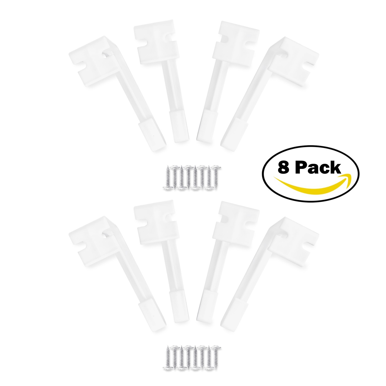 RV Designer Like White Plastic Side Curtain Drapery Hold Down Bracket – 8 Pack