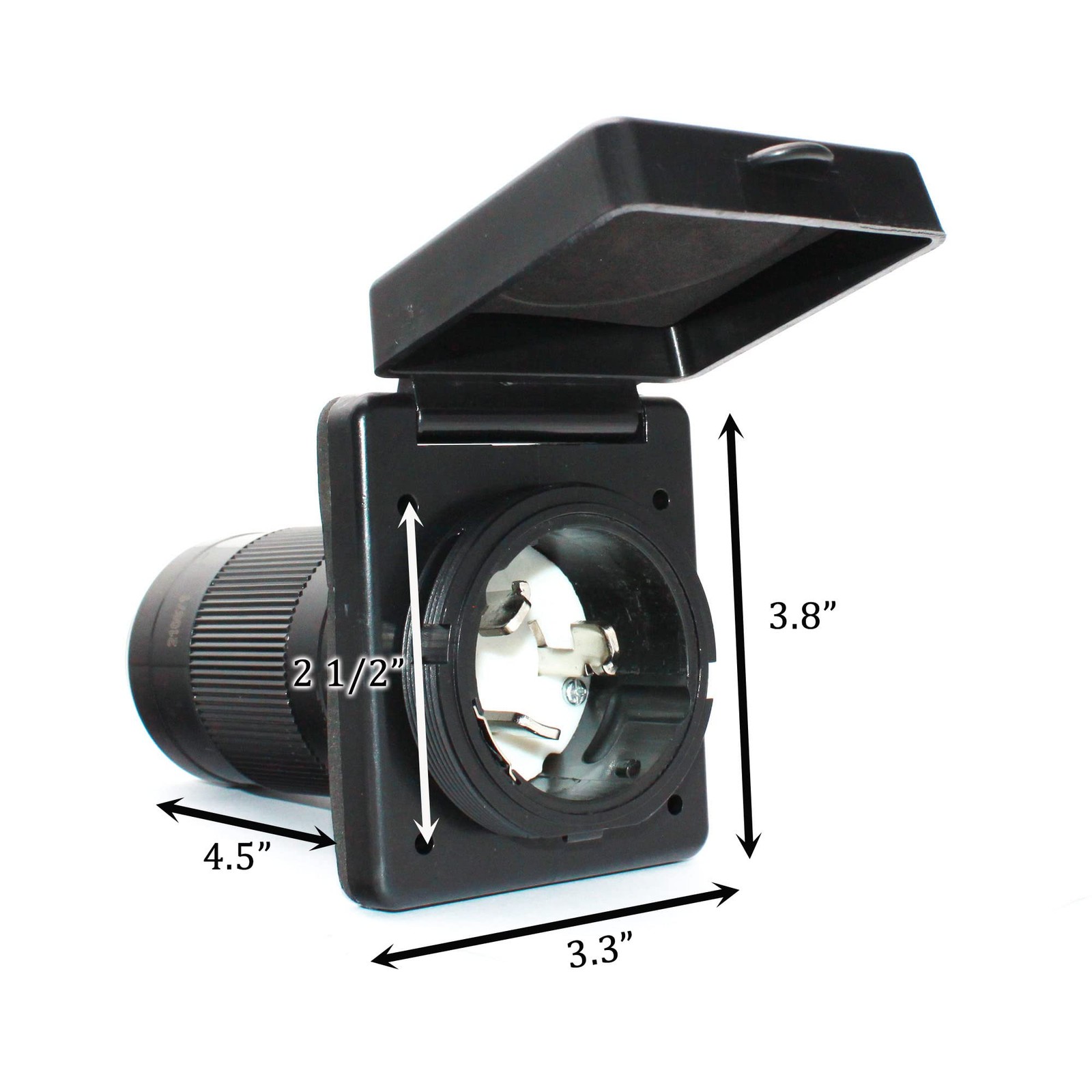 Black RV 50 Amp Power Inlet Plug Female Twist Locking Connector 125V 250V AC