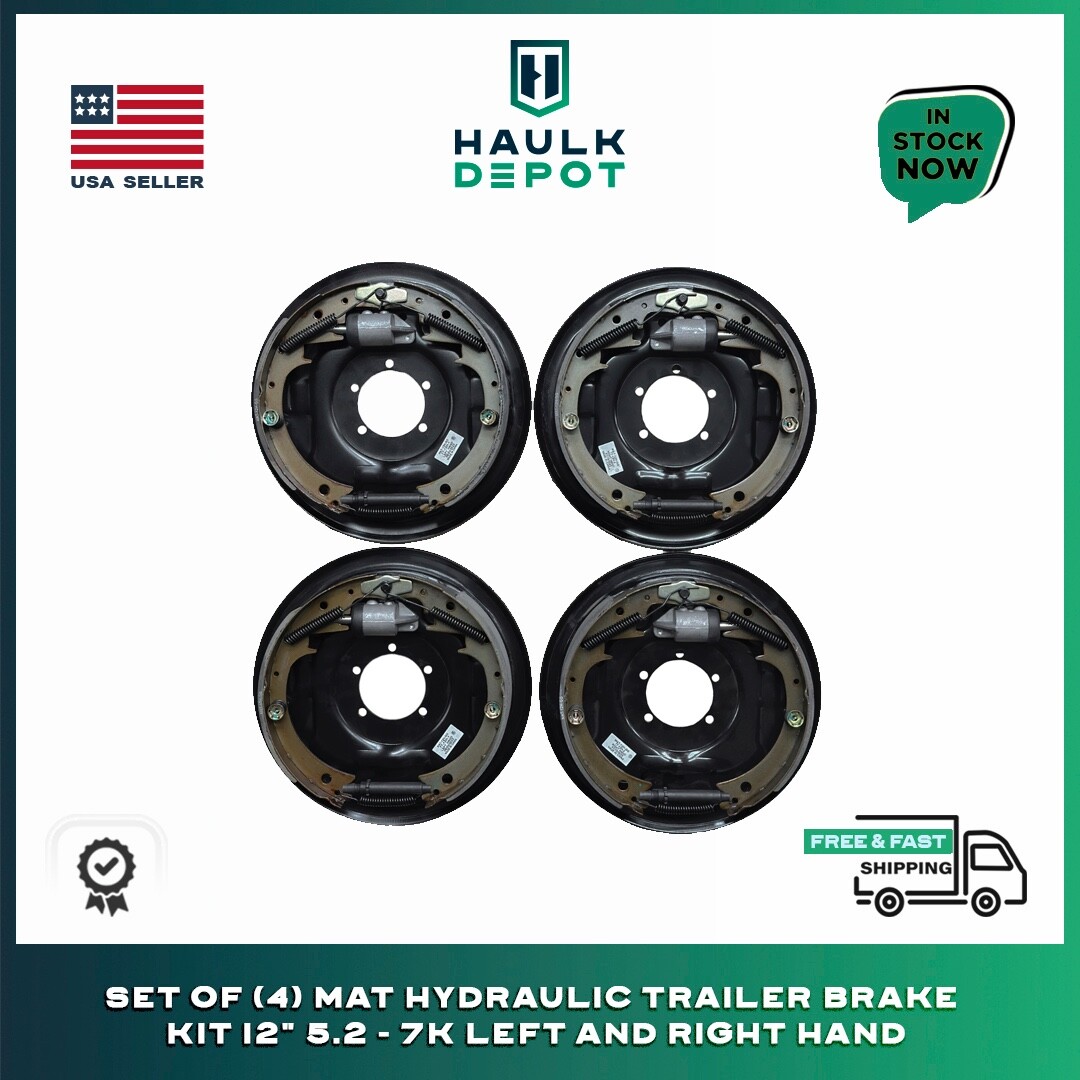 Set of (4) MAT Hydraulic Trailer Brake Kit 12″ 5.2 – 7K Left and Right Hand