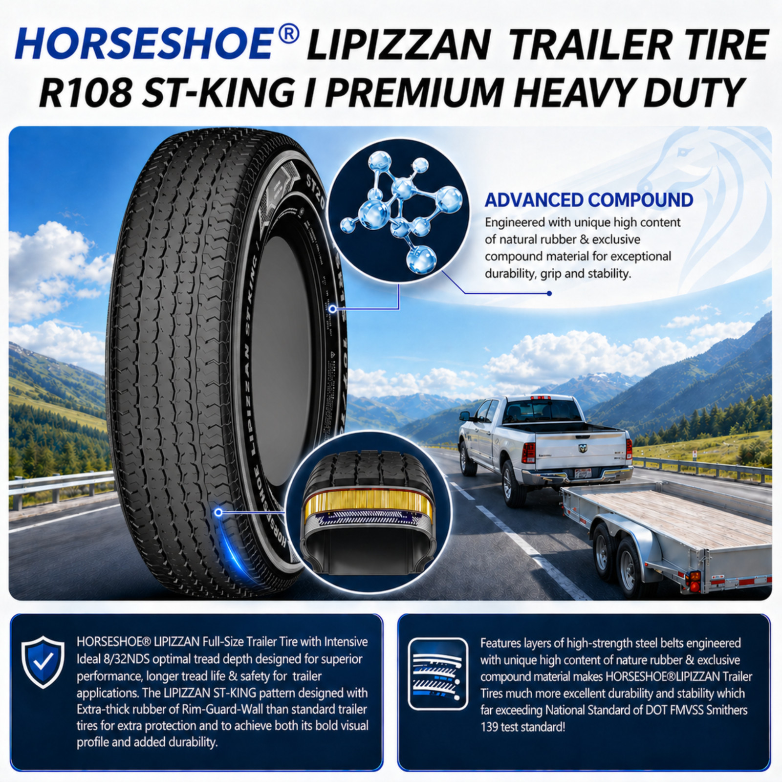 4 LIPIZZAN ST175/80R13 6PR 91/87M Trailer Tires 175/80R13 ST-KING I 175 80 13