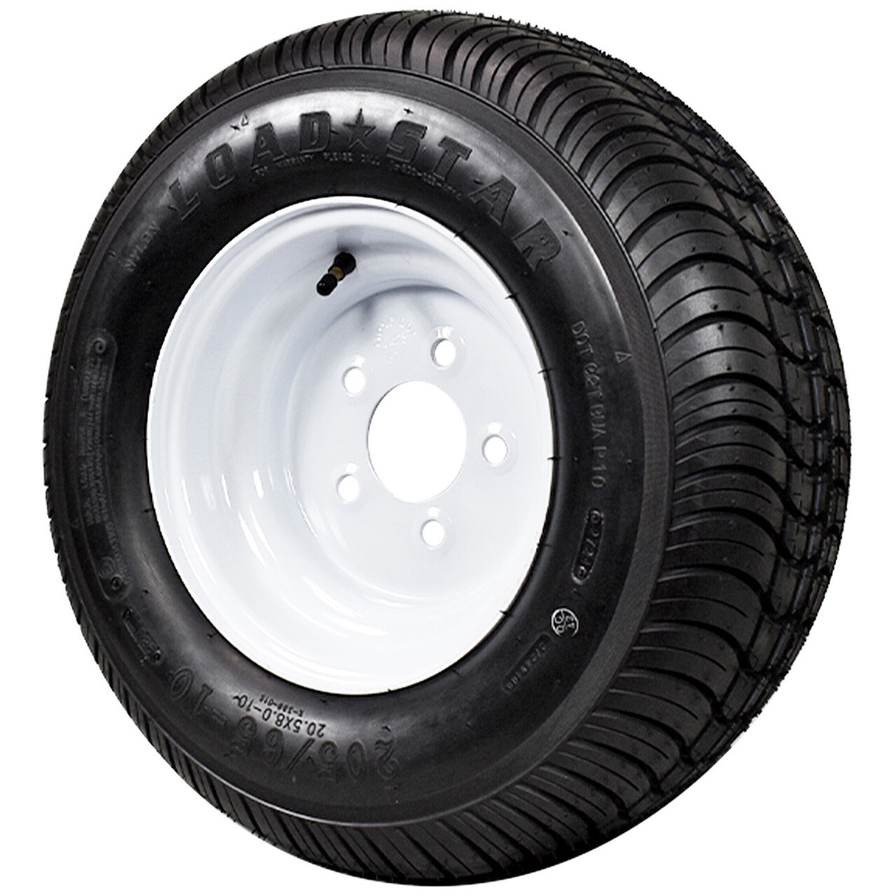 20.5X8.00-10 (205/65-10) Kenda Loadstar Trailer Tire LRE on 5 Bolt White Wheel