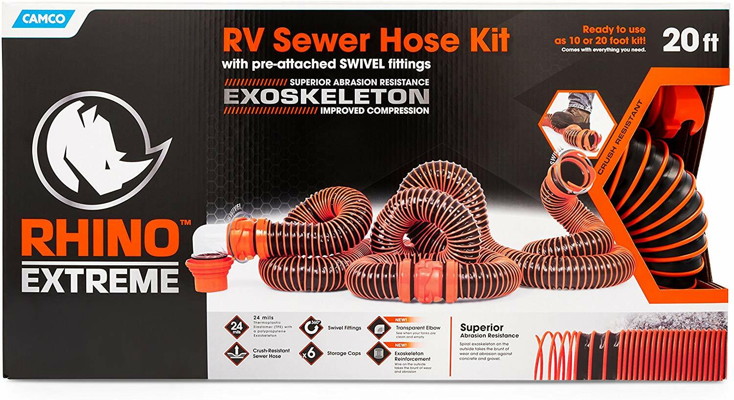 Camco Rhinoextreme 20Ft Rv Sewer Hose Kit Storage Caps Included – 39867
