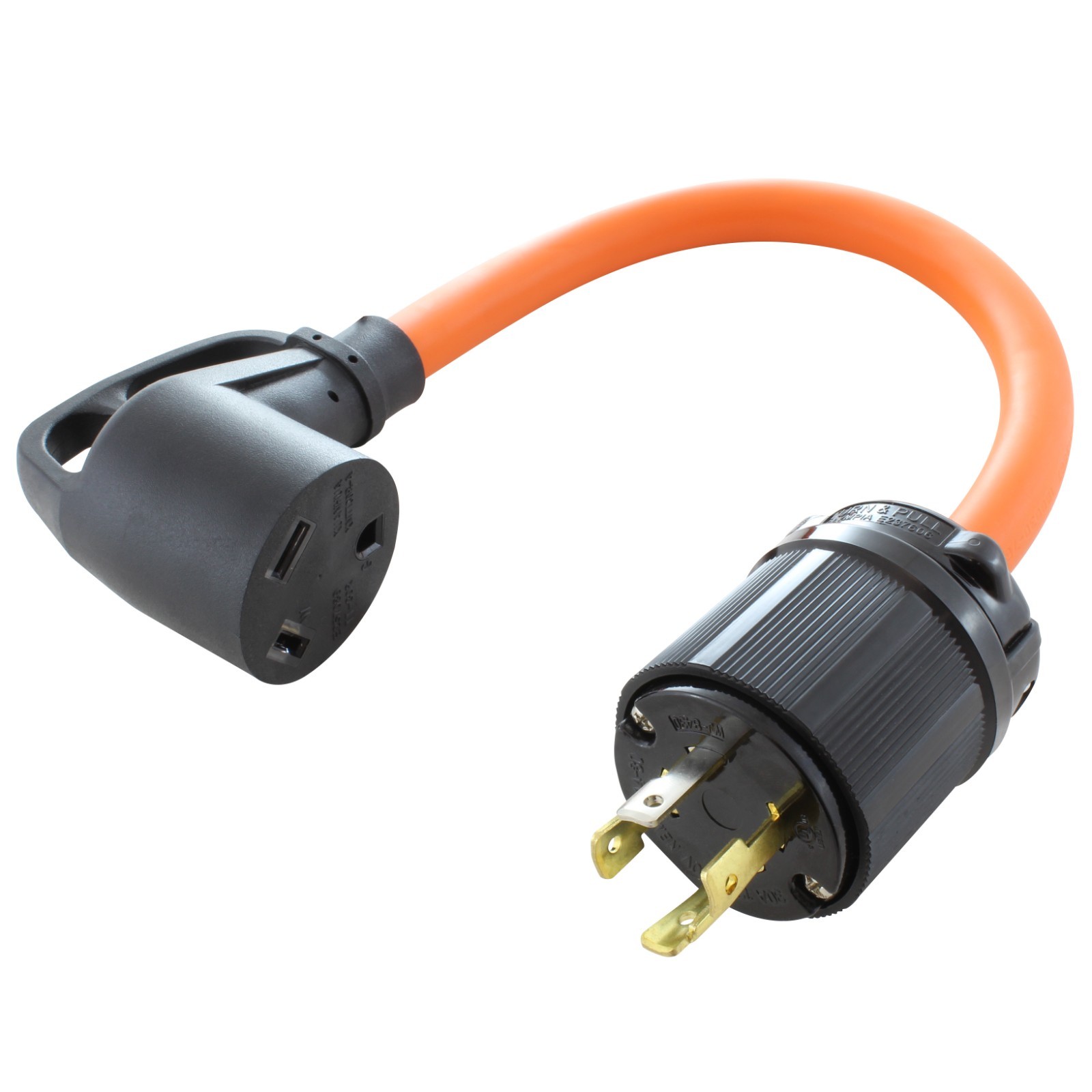 30 Amp NEMA L14-30P to NEMA TT-30R Flexible RV Plug Adapter by AC WORKS®