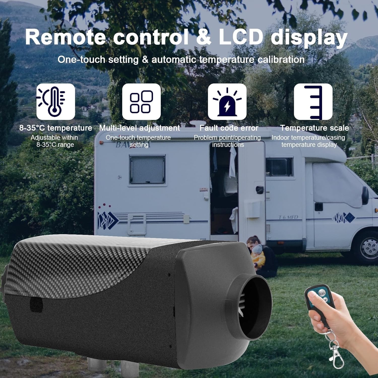 Diesel Air Heater 12V 8KW LCD for Car RV Indoors