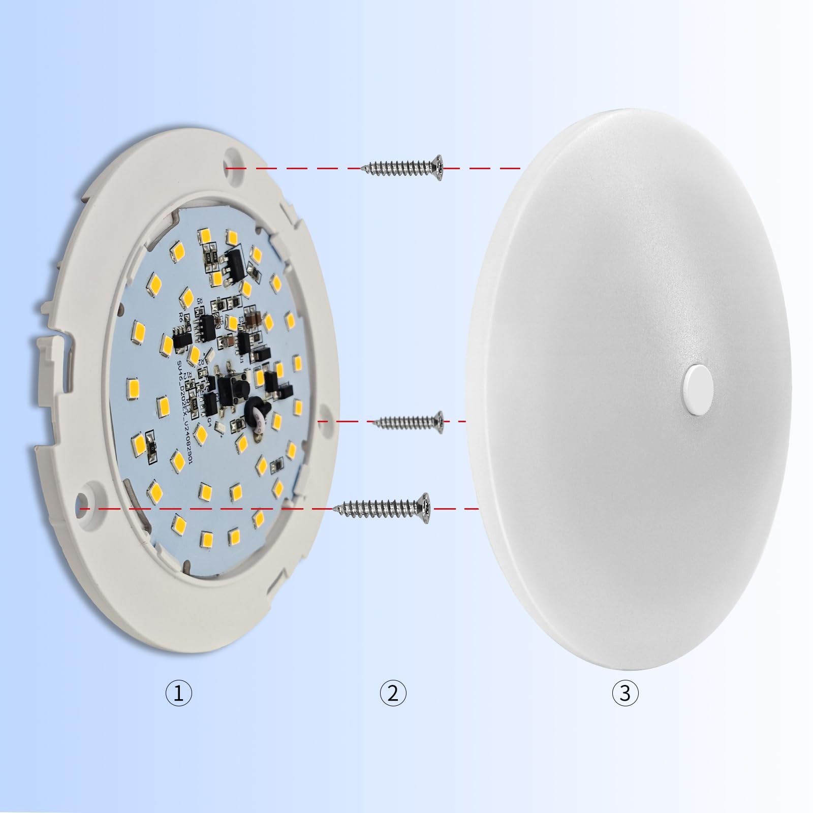 12V RV Ceiling Lights 4 Pack 4.5 Inch Dimmer 3000K Warm White Red Night
