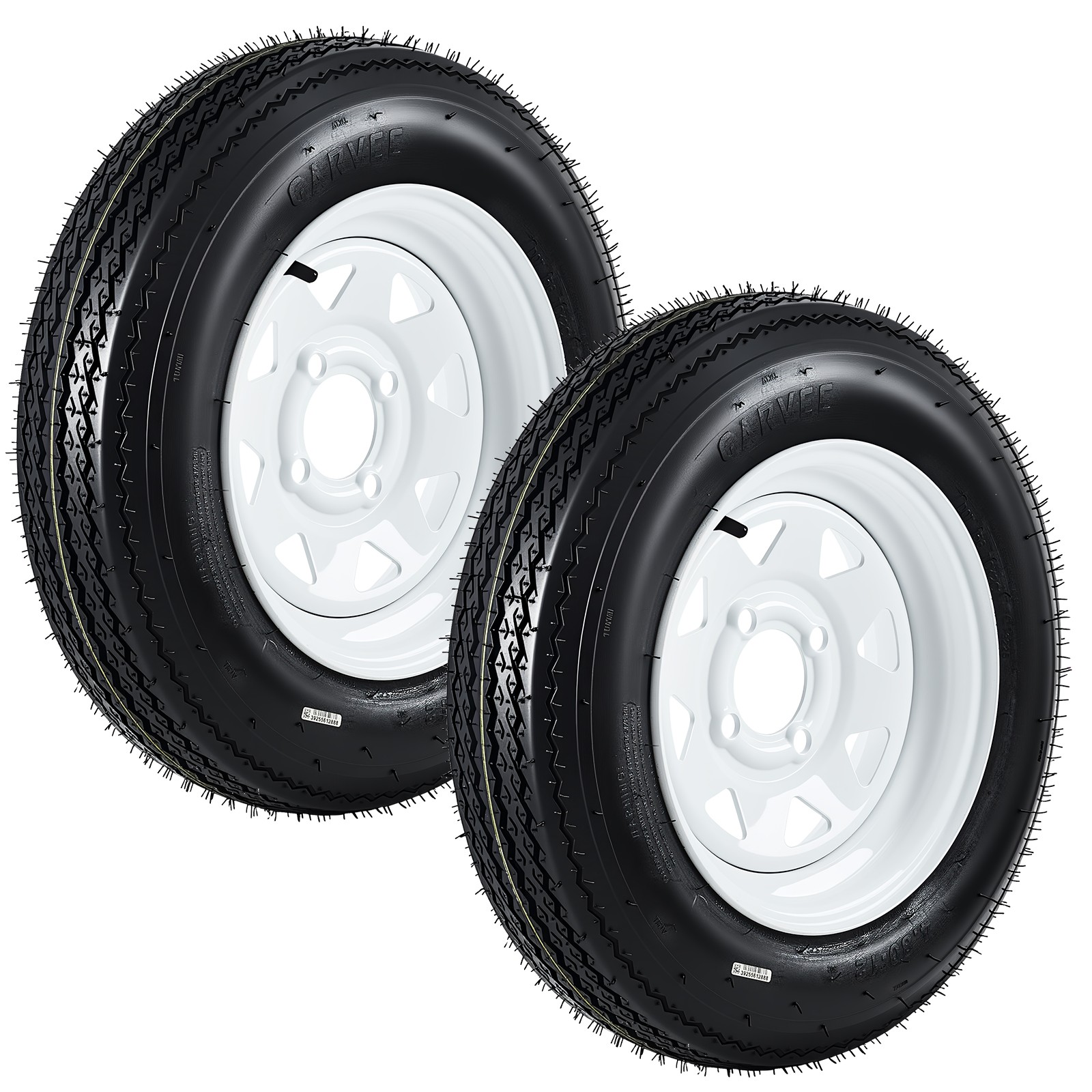 2 Pack 480-12 4.80×12 4.80-12 4.8-12 Trailer Tires with 12” Rims, 4 Lug on 4″